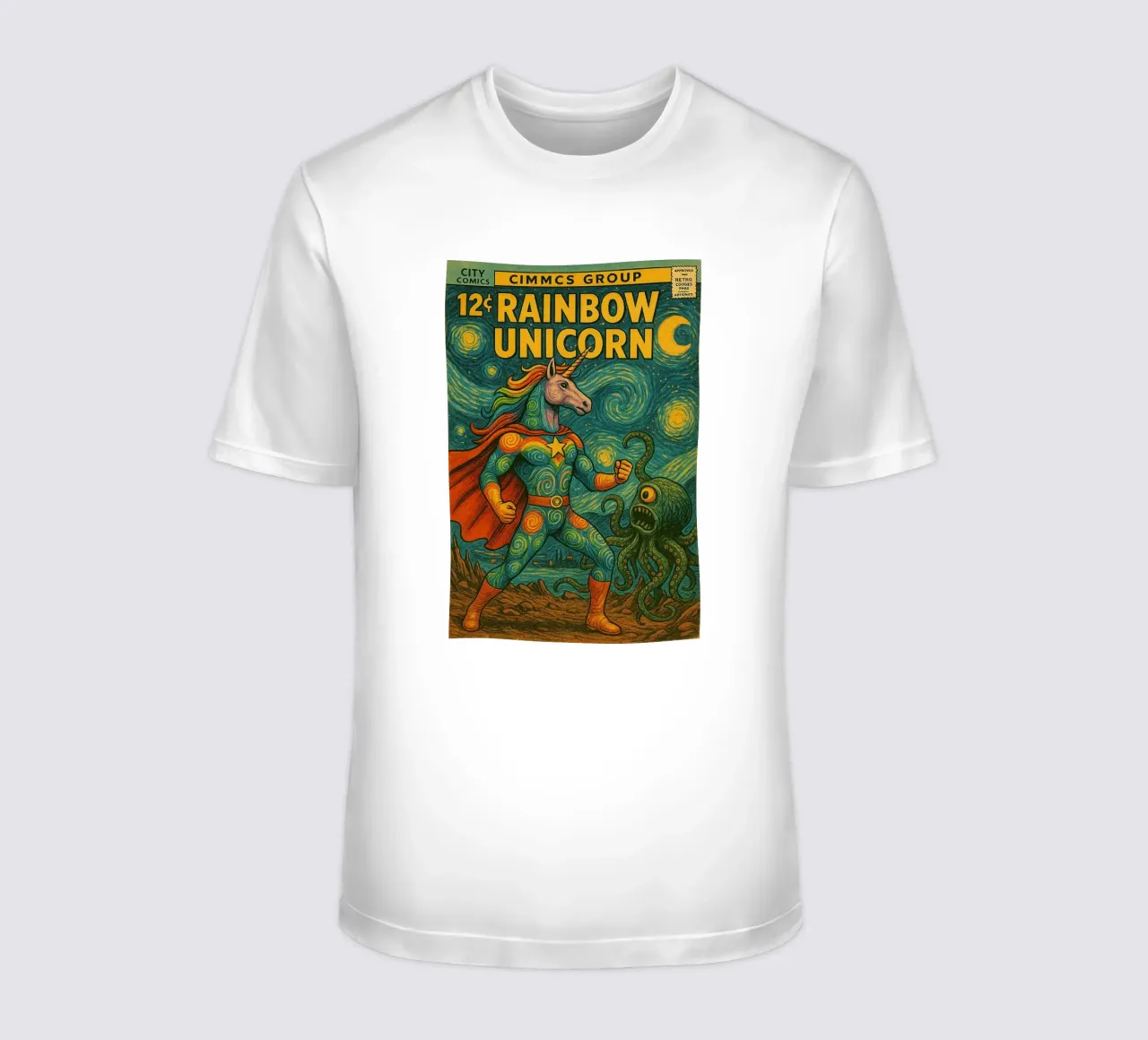 RAINBOW UNICORN - Fresh Supes On The Block camiseta de Vintage Van Gogh