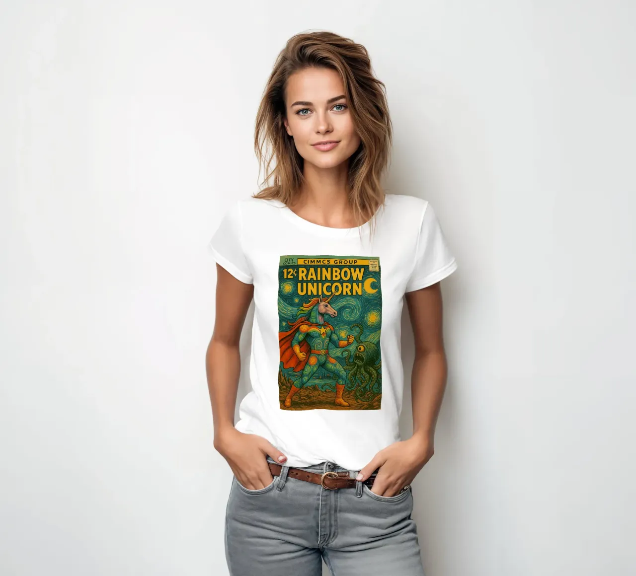RAINBOW UNICORN - Fresh Supes On The Block t-shirt da donna da Vintage Van Gogh