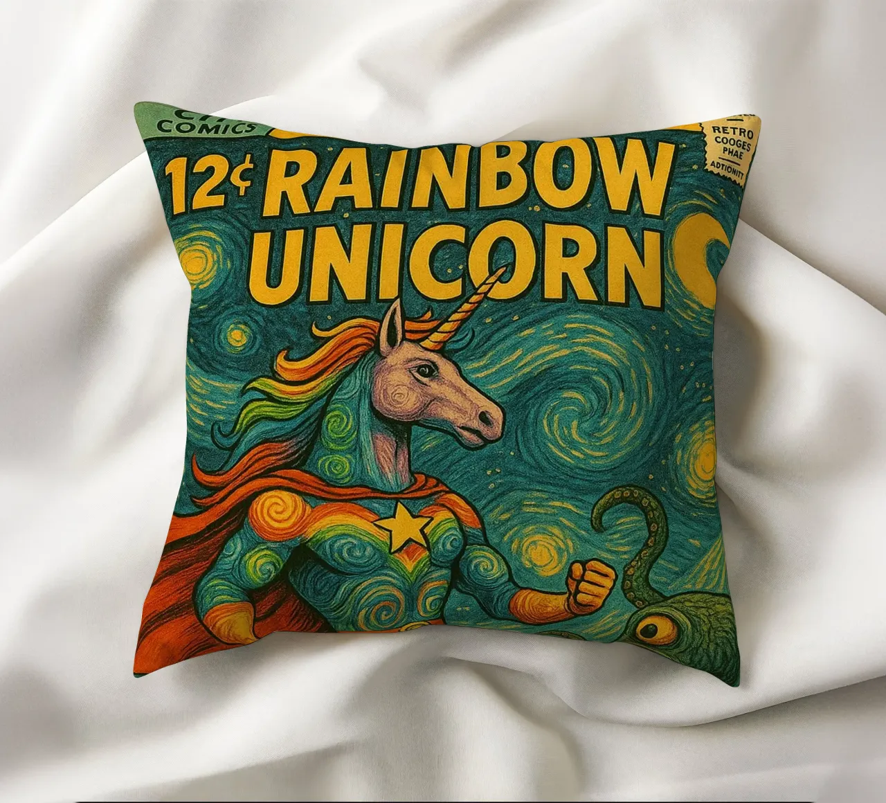 RAINBOW UNICORN - Fresh Supes On The Block cuscino da Vintage Van Gogh