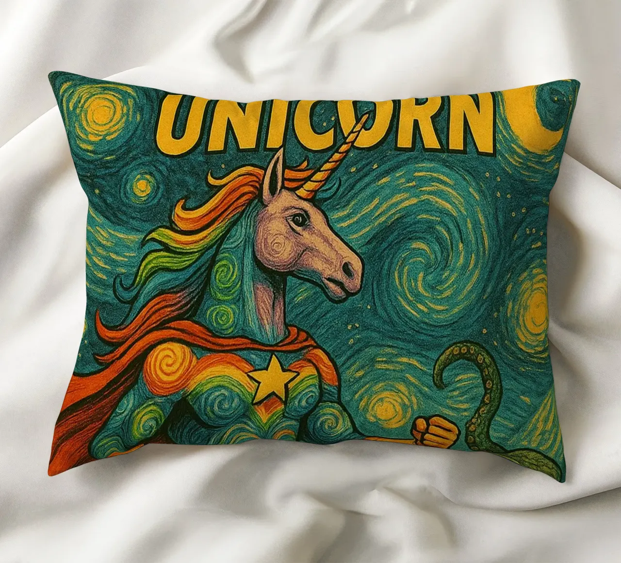 RAINBOW UNICORN - Fresh Supes On The Block cuscino da Vintage Van Gogh