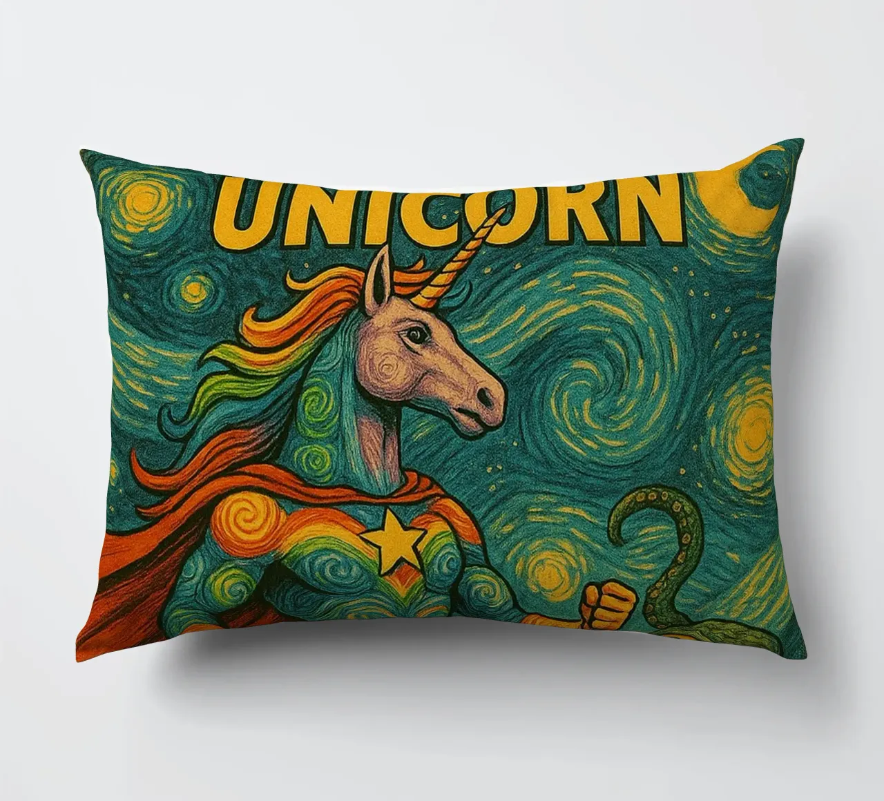RAINBOW UNICORN - Fresh Supes On The Block cuscino da Vintage Van Gogh