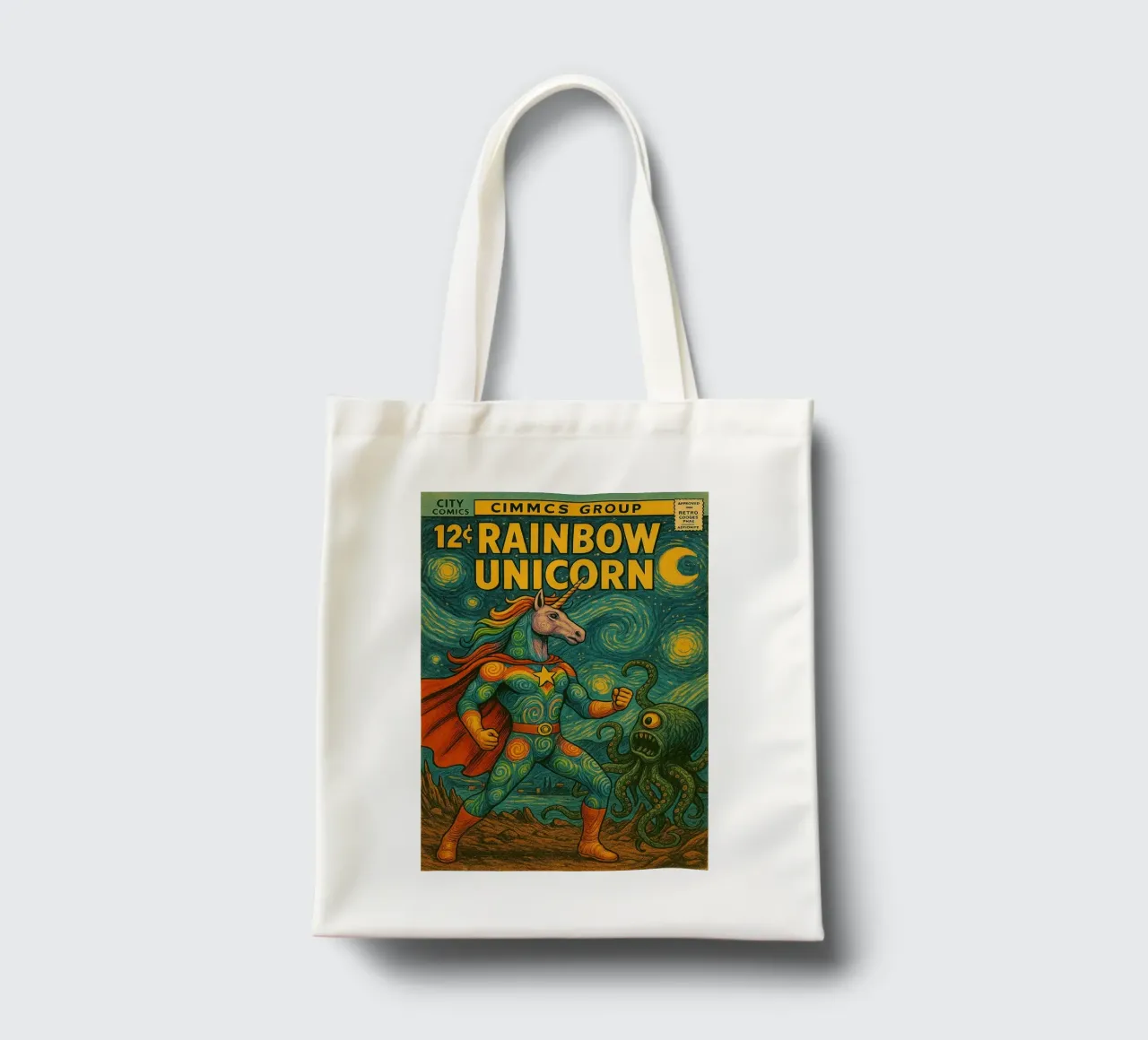 RAINBOW UNICORN - Fresh Supes On The Block borsa in juta da Vintage Van Gogh
