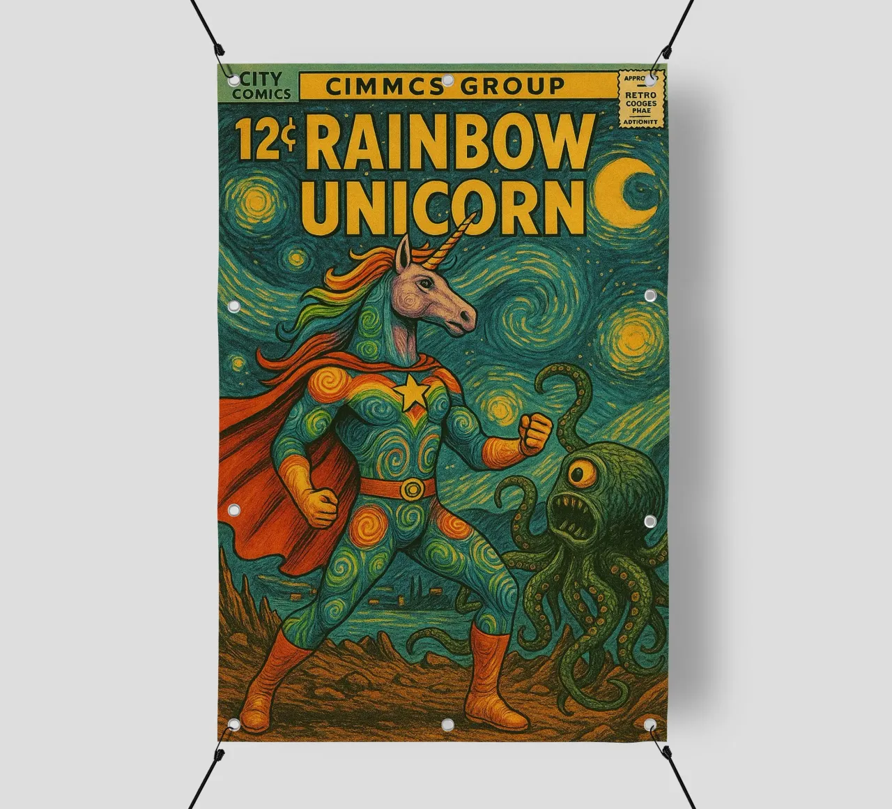 RAINBOW UNICORN - Fresh Supes On The Block telo in pvc da Vintage Van Gogh