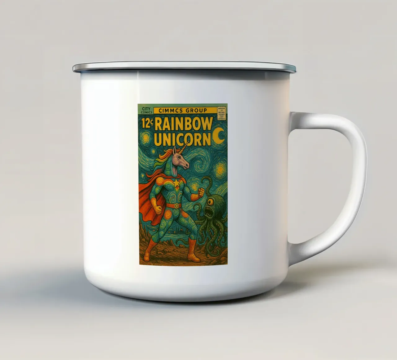 RAINBOW UNICORN - Fresh Supes On The Block tazza in smalto da Vintage Van Gogh
