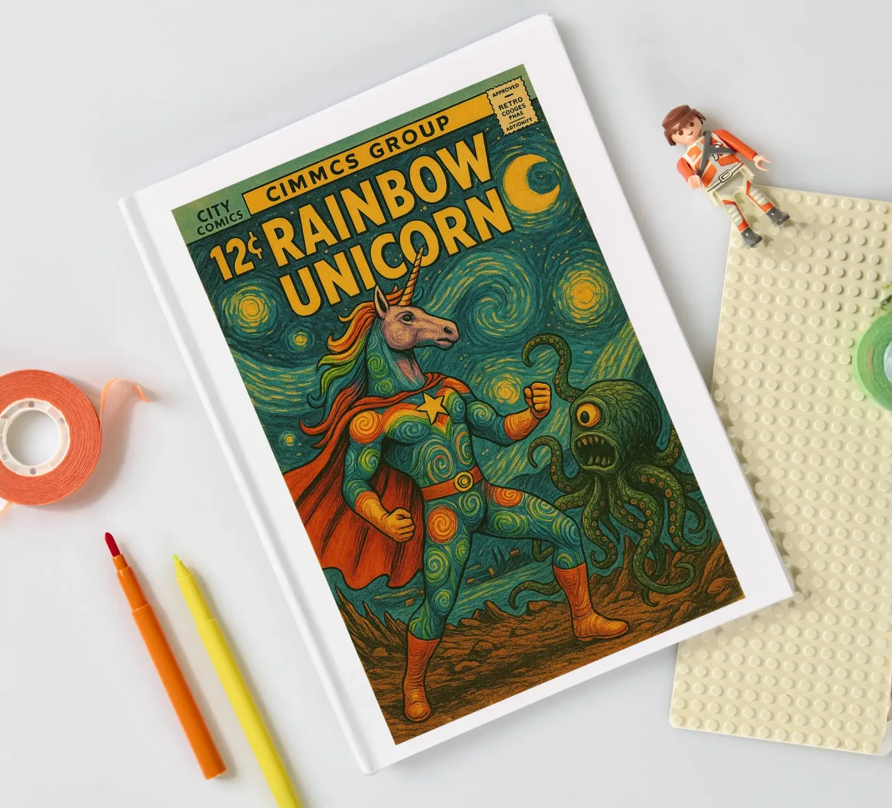 RAINBOW UNICORN - Fresh Supes On The Block carnet de notes de Vintage Van Gogh
