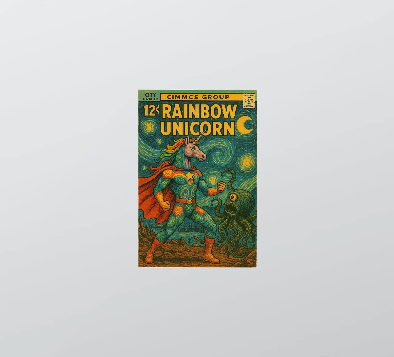 RAINBOW UNICORN - Fresh Supes On The Block adesivo da Vintage Van Gogh