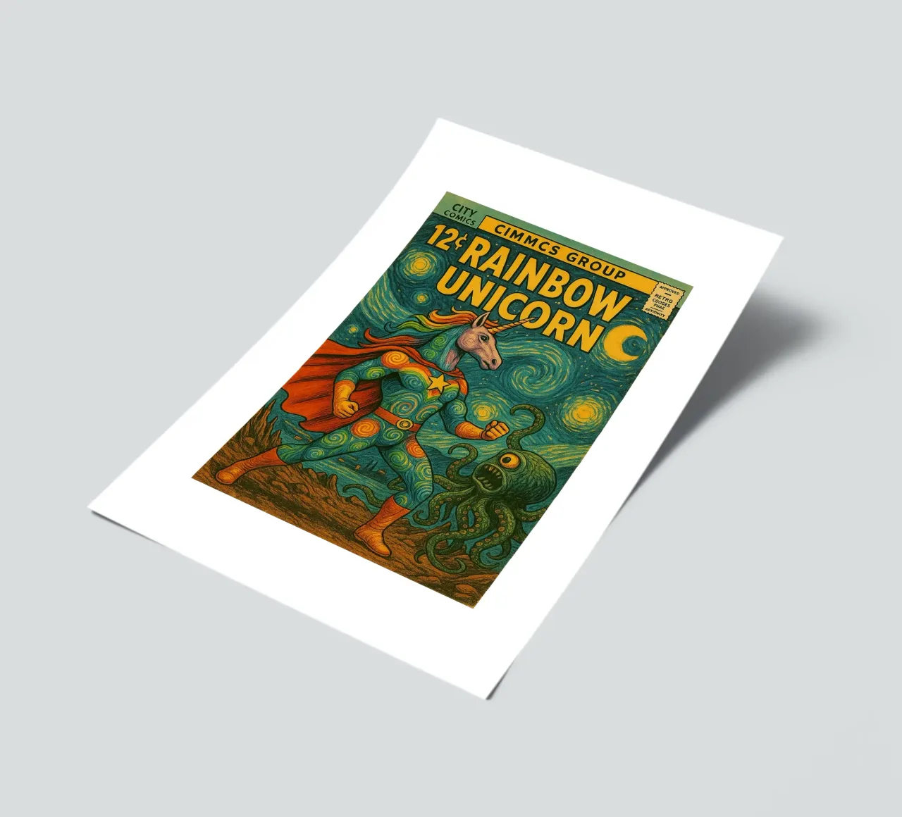 RAINBOW UNICORN - Fresh Supes On The Block foglio adesivo da Vintage Van Gogh