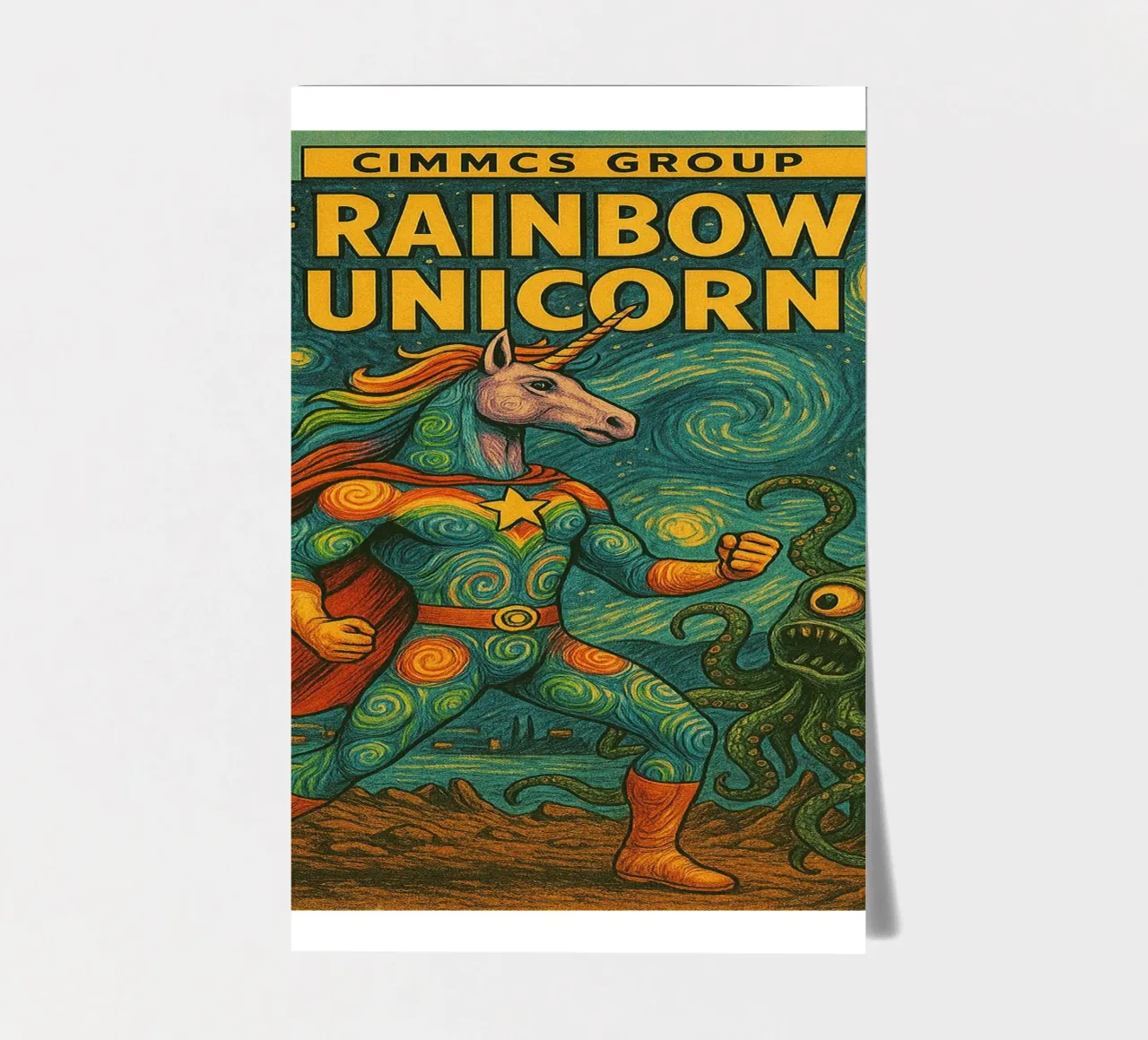 RAINBOW UNICORN - Fresh Supes On The Block foglio adesivo da Vintage Van Gogh