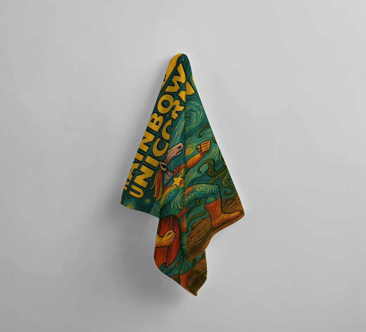 RAINBOW UNICORN - Fresh Supes On The Block badhanddoek van Vintage Van Gogh