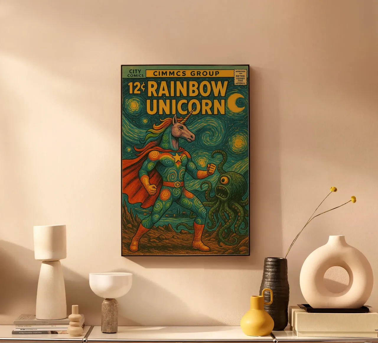 RAINBOW UNICORN - Fresh Supes On The Block plexiglass da Vintage Van Gogh