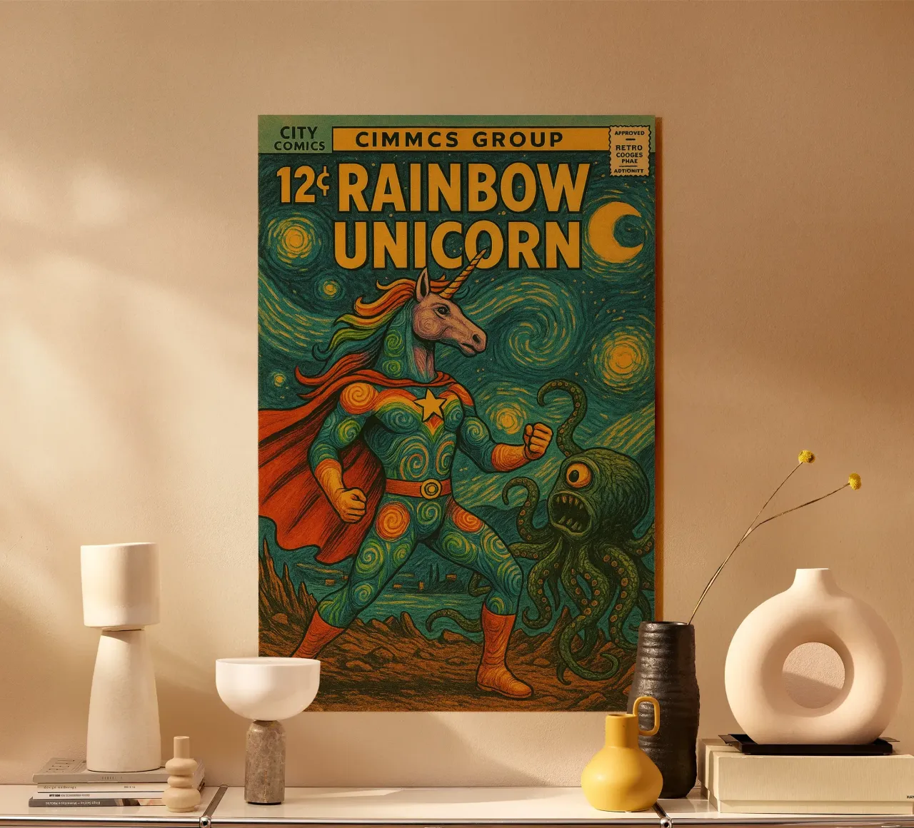 RAINBOW UNICORN - Fresh Supes On The Block plexiglass da Vintage Van Gogh