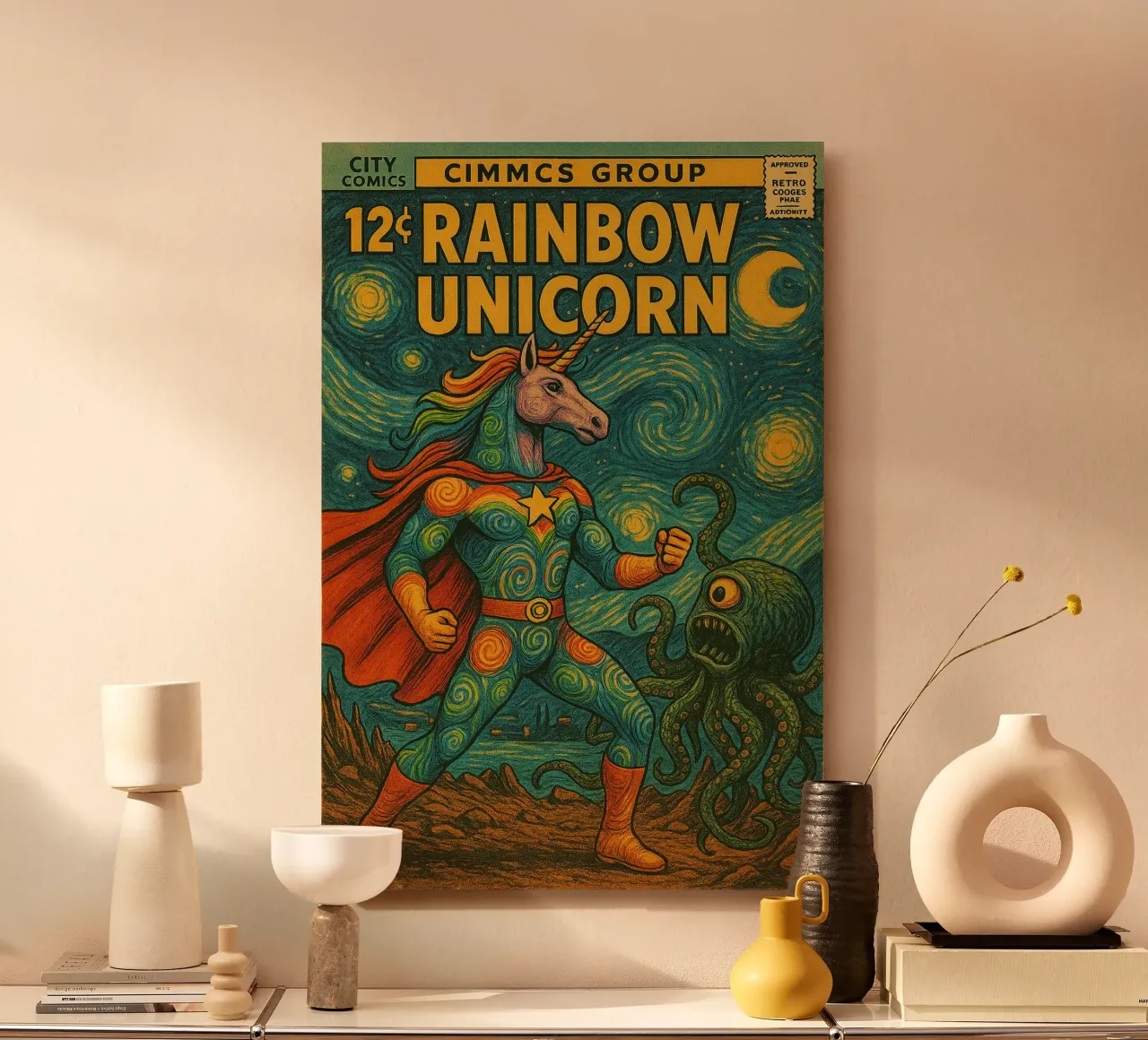 RAINBOW UNICORN - Fresh Supes On The Block pannello forex da Vintage Van Gogh