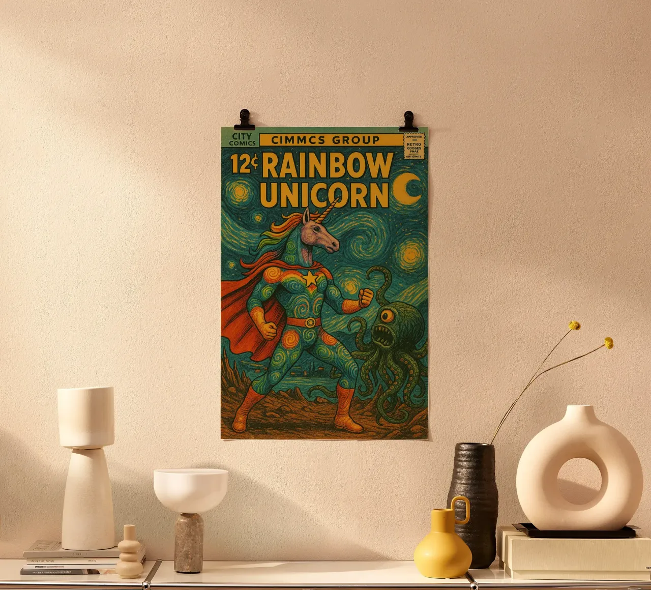 RAINBOW UNICORN - Fresh Supes On The Block hahnemühle de Vintage Van Gogh