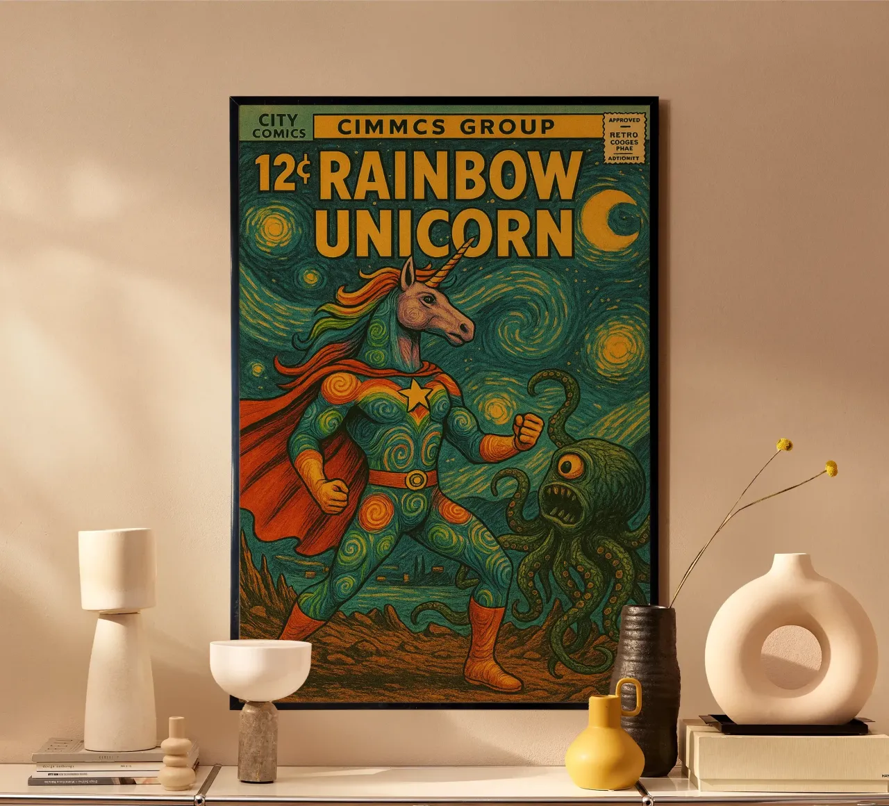 RAINBOW UNICORN - Fresh Supes On The Block hahnemühle de Vintage Van Gogh