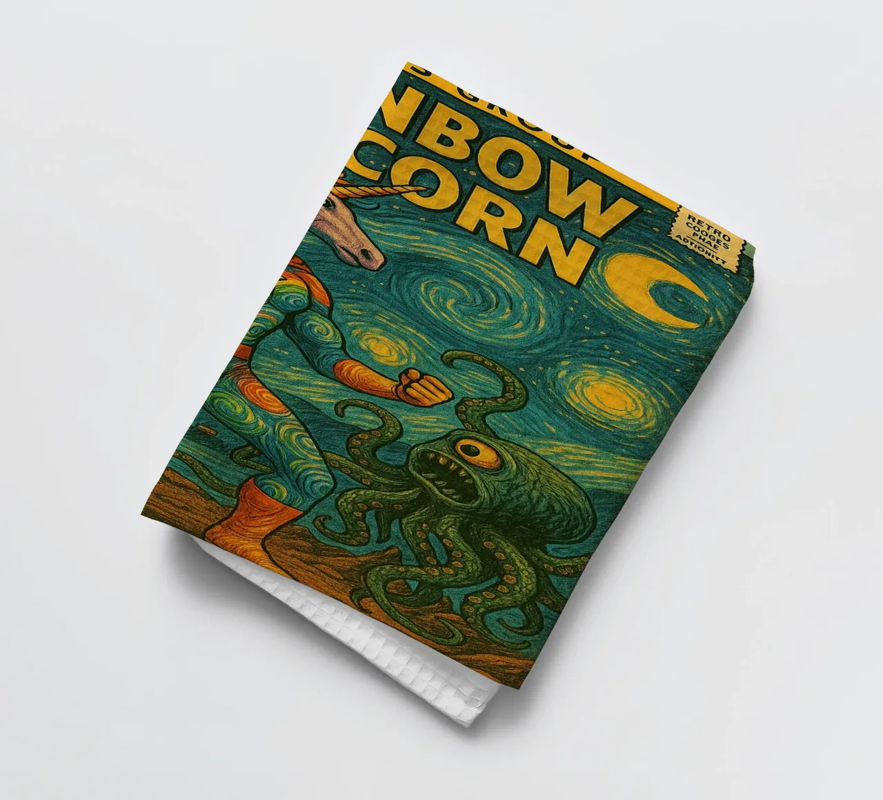 RAINBOW UNICORN - Fresh Supes On The Block torchon de Vintage Van Gogh