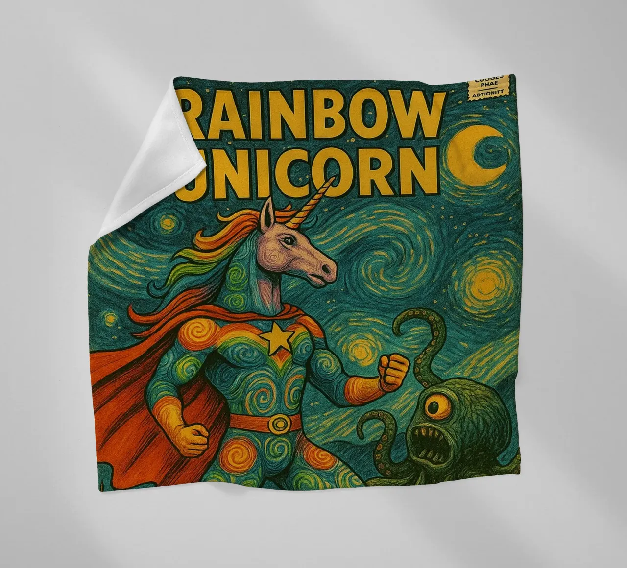 RAINBOW UNICORN - Fresh Supes On The Block coperta in pile da Vintage Van Gogh