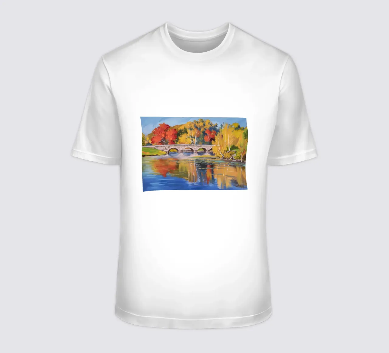 Riflessione autunnale sul fiume t-shirt da Angkasa Mist