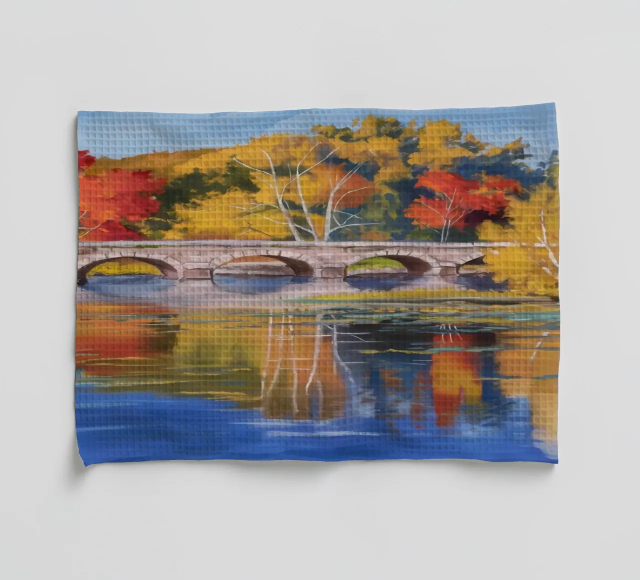 Riflessione autunnale sul fiume canovaccio da cucina da Angkasa Mist