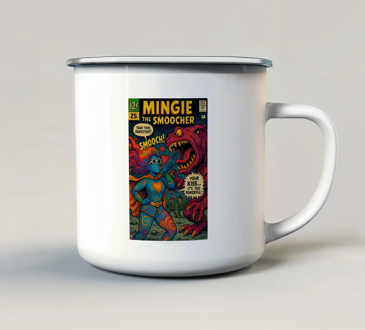MINGIE THE SMOOCHER 1 - Fresh Supes On The Block tazza in smalto da Vintage Van Gogh