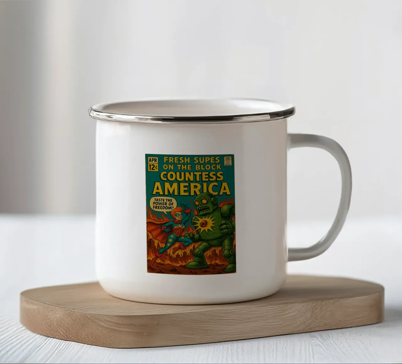 COUNTESS AMERICA - Fresh Supes On The Block tazza in smalto da Vintage Van Gogh