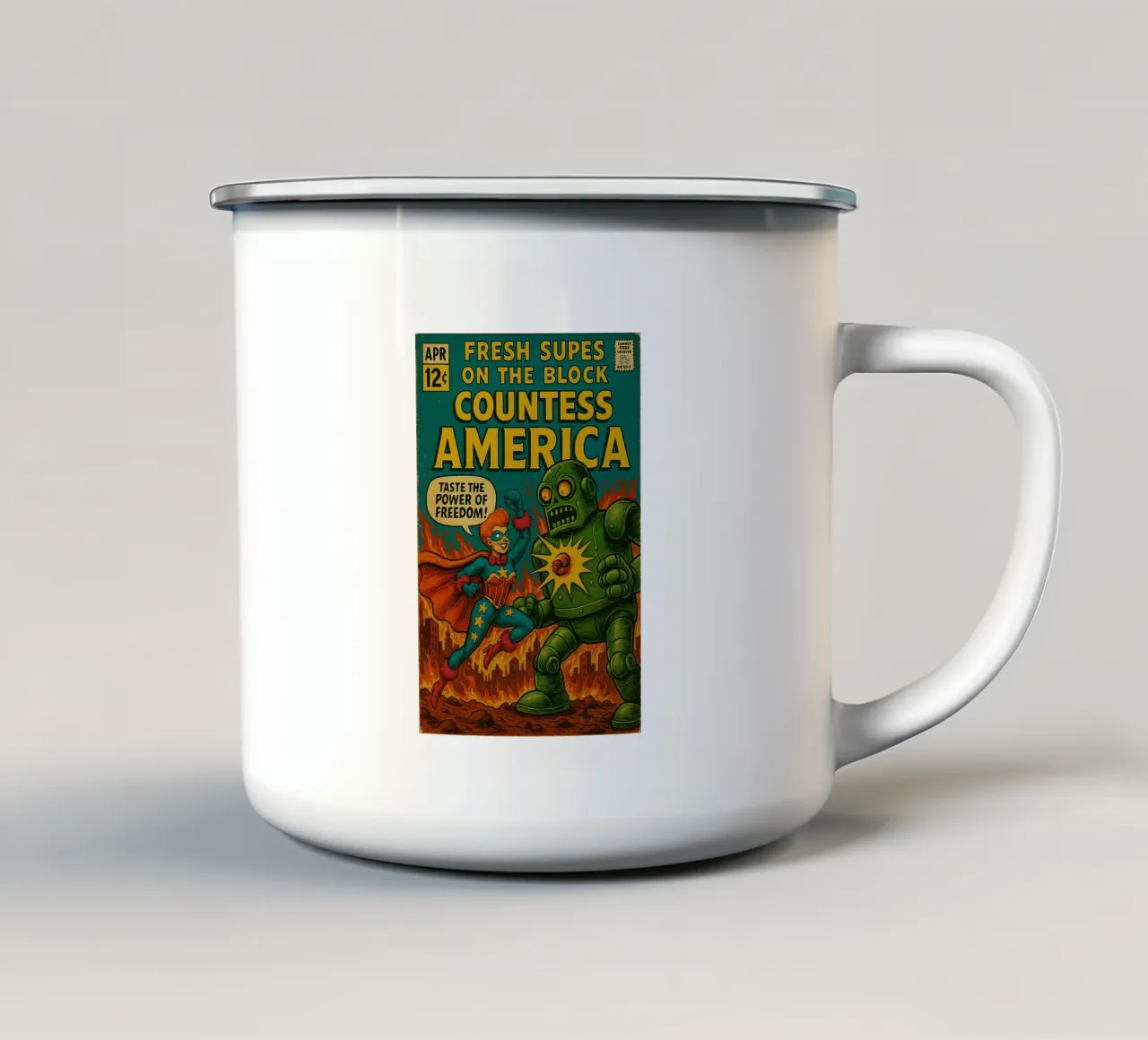 COUNTESS AMERICA - Fresh Supes On The Block tazza in smalto da Vintage Van Gogh