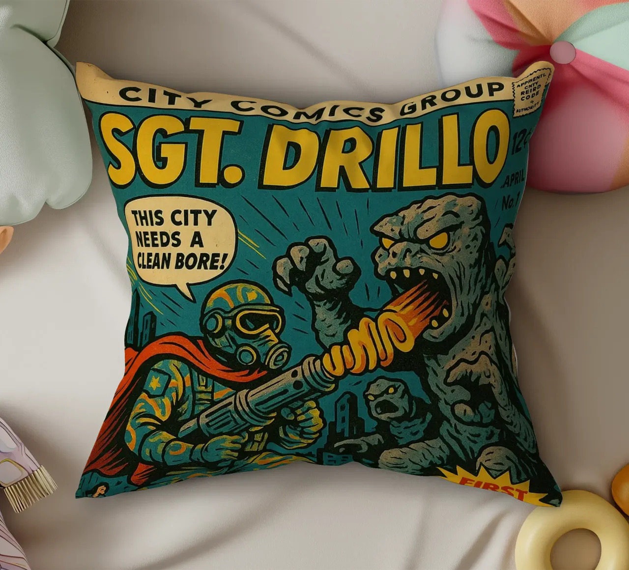 SGT DRILLO - Fresh Supes On The Block cuscino da Vintage Van Gogh