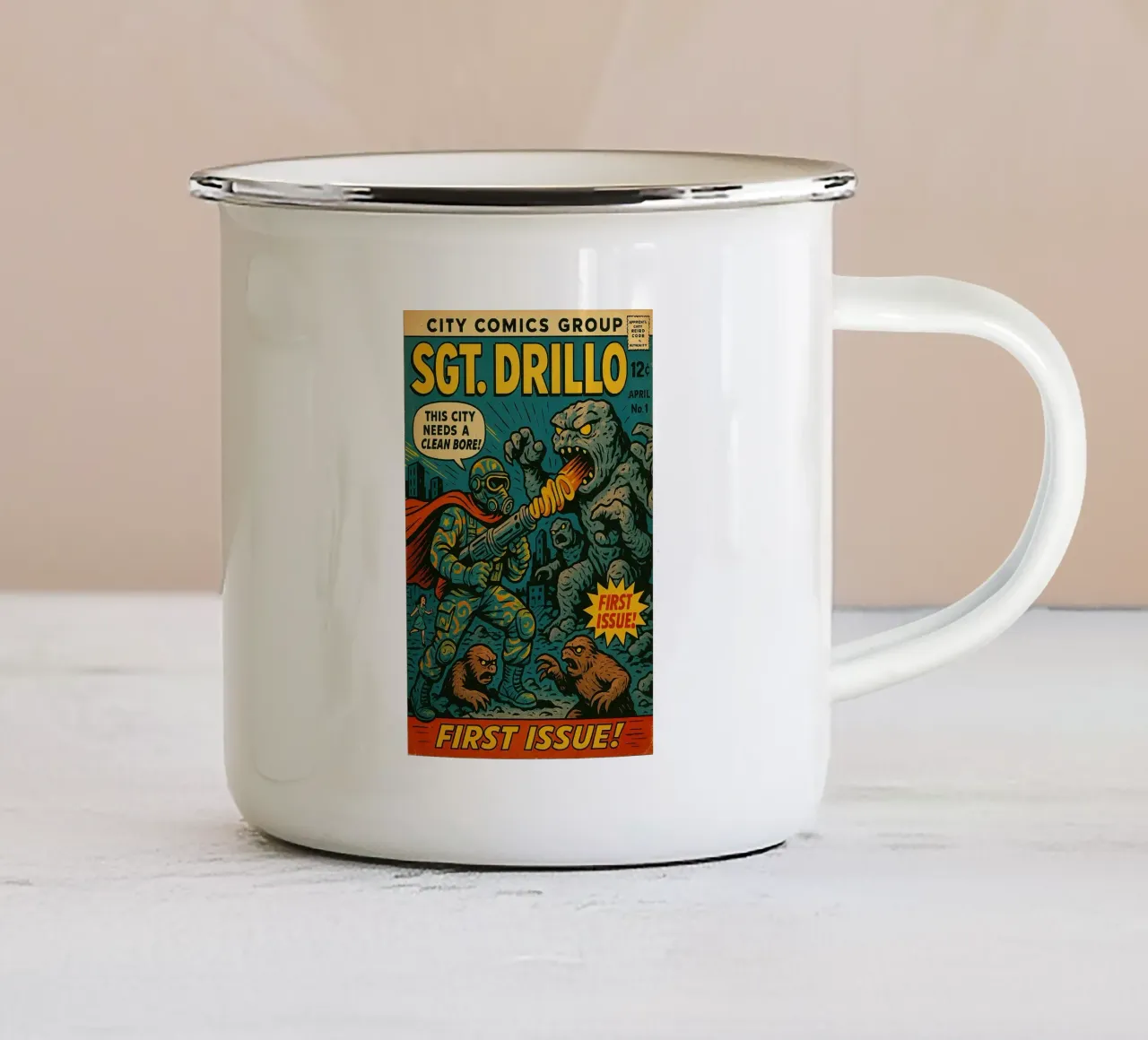 SGT DRILLO - Fresh Supes On The Block tazza in smalto da Vintage Van Gogh