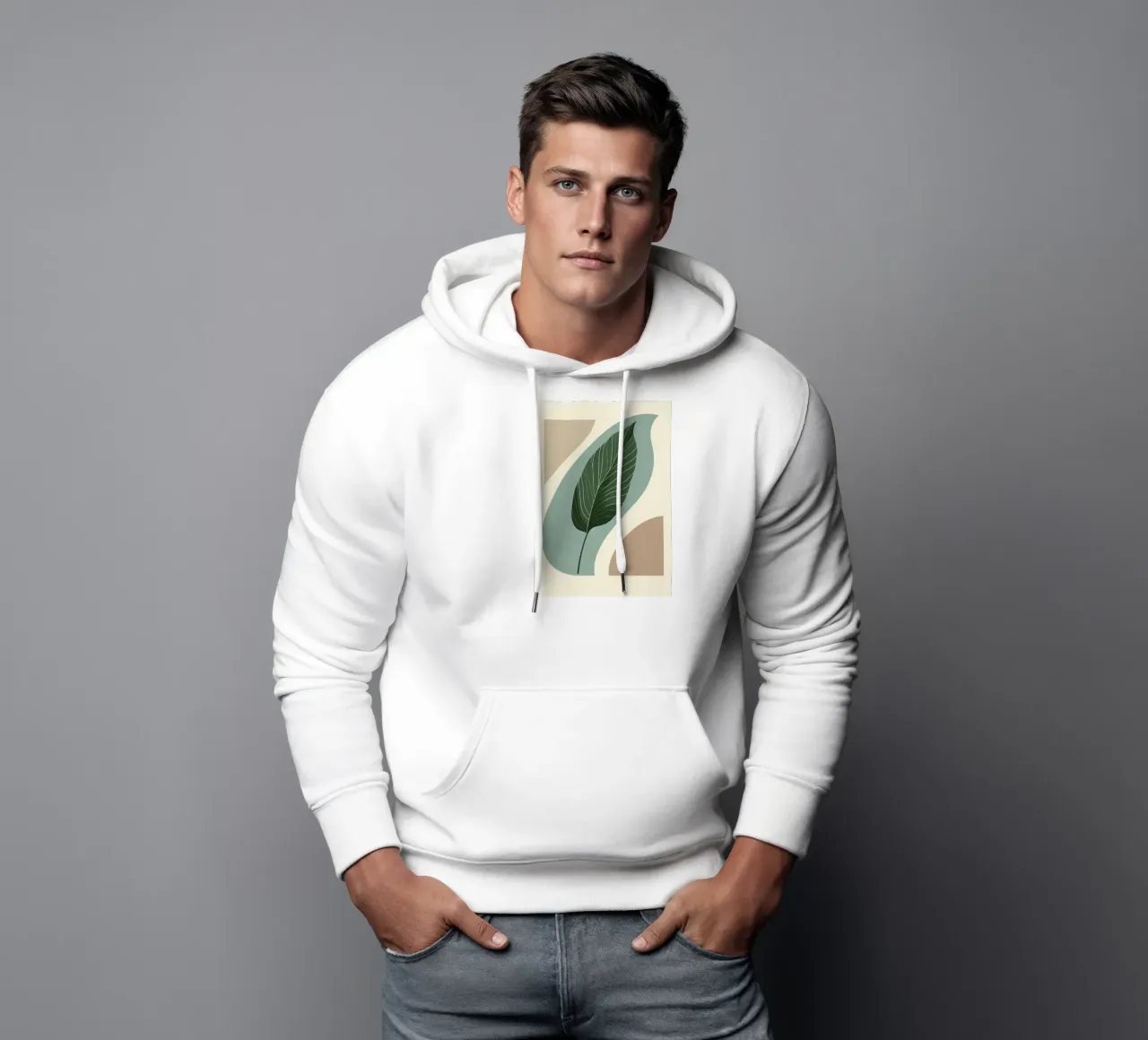 Moderno minimalista di una singola foglia di banano felpa con cappuccio da Bloom And Brush