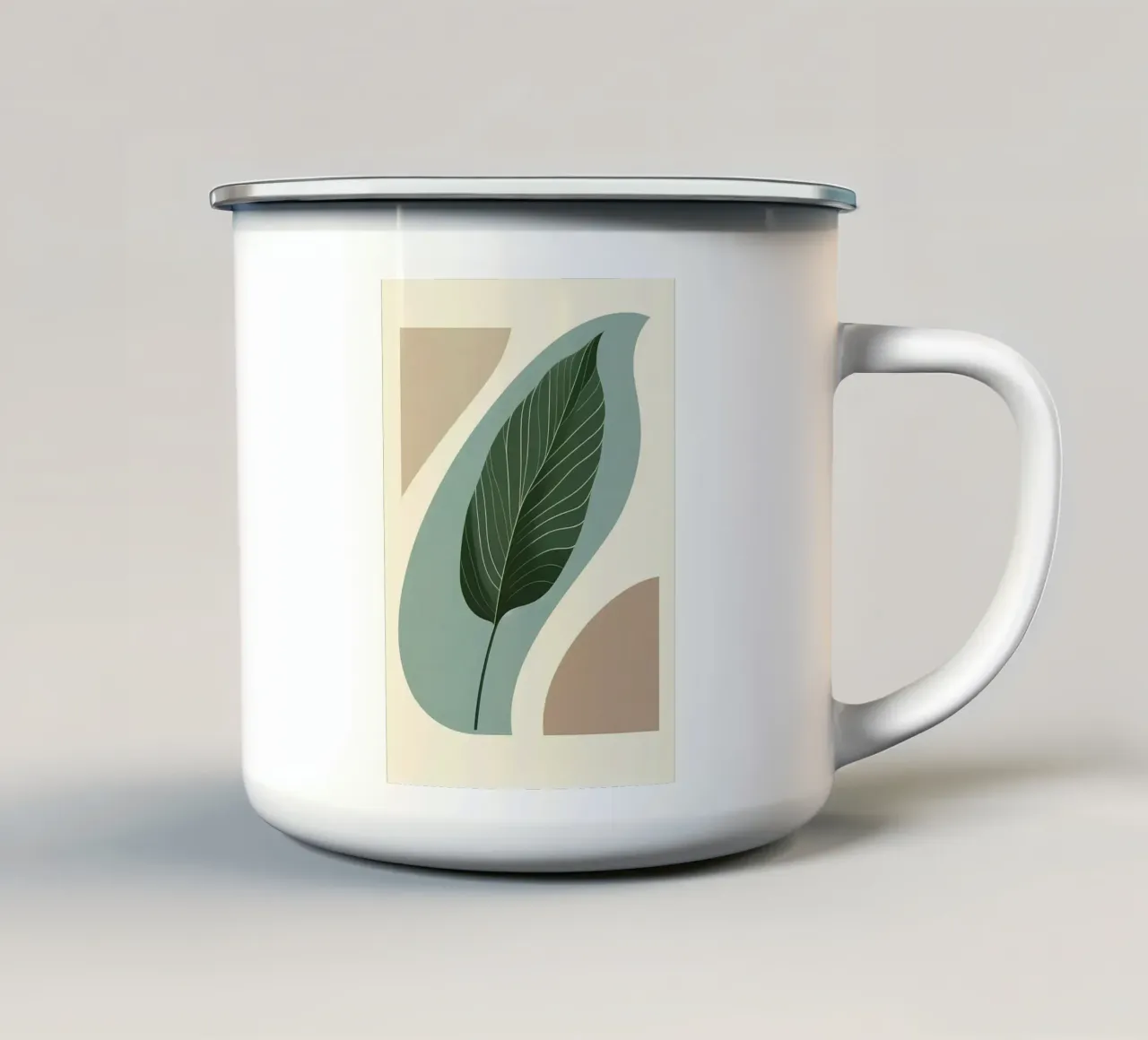 Moderno minimalista di una singola foglia di banano tazza in smalto da Bloom And Brush