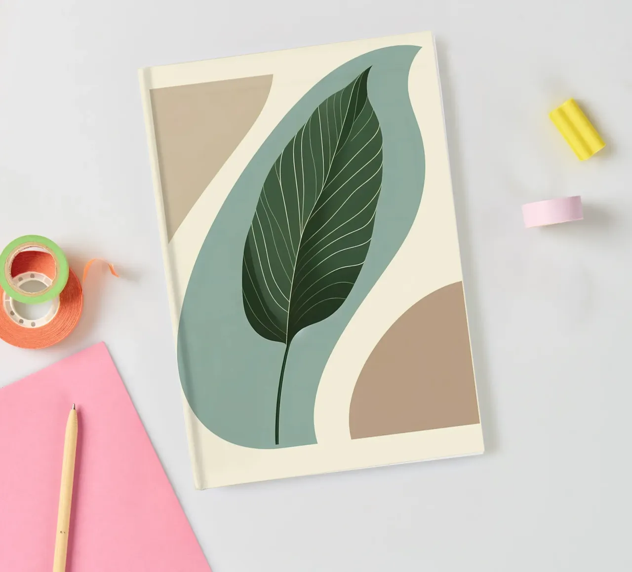 Minimalist modern of a single banana leaf notebook by Bloom And Brush