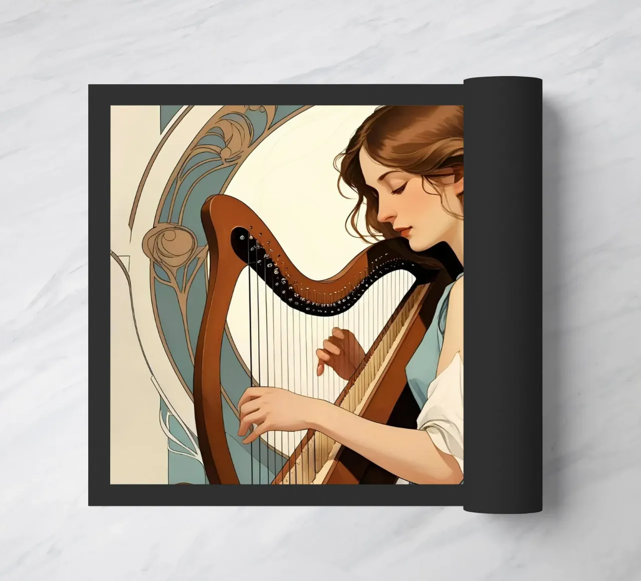 Donna e arpa zerbino da Massimo Frascogna