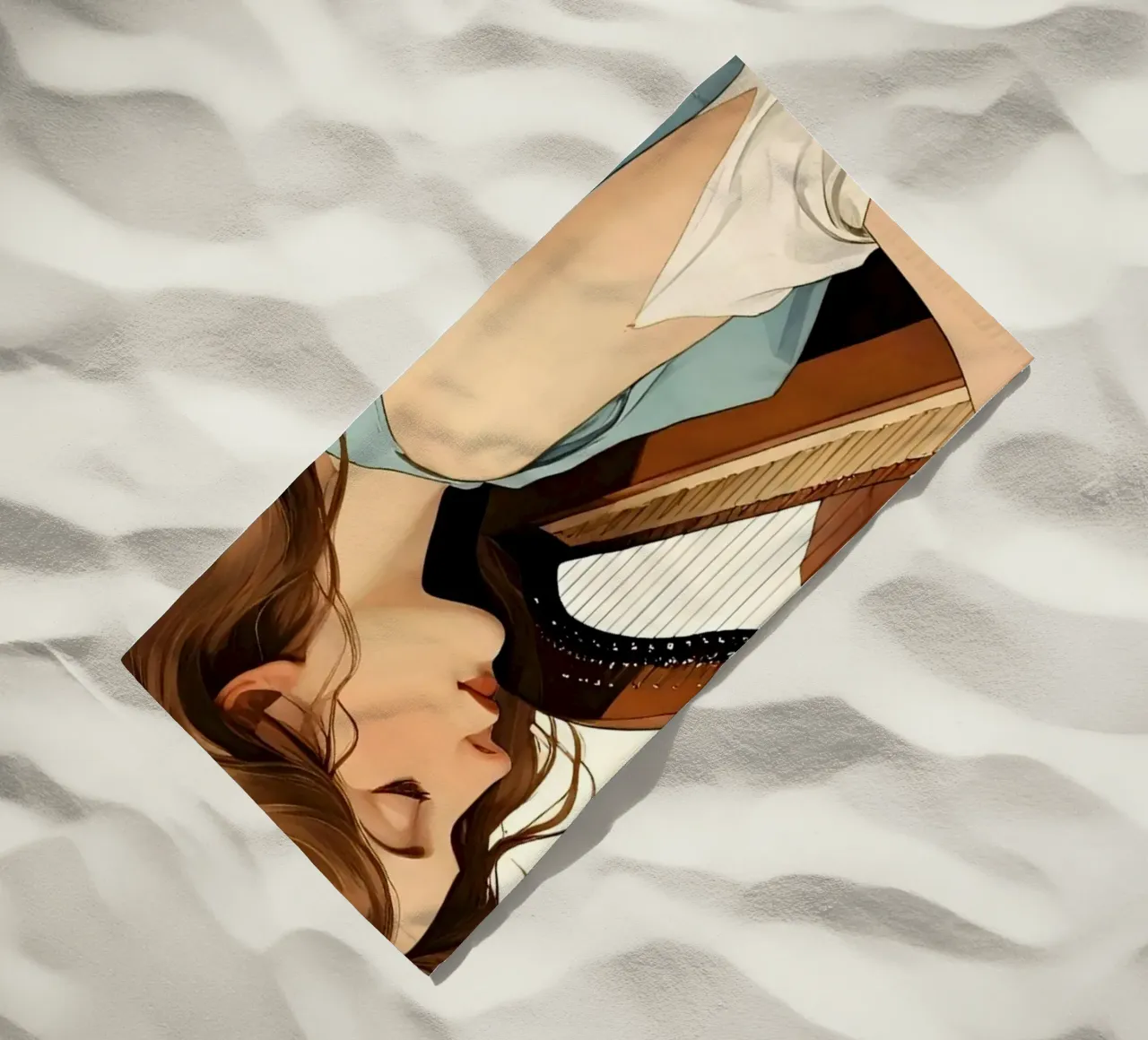 Donna e arpa telo mare da Massimo Frascogna