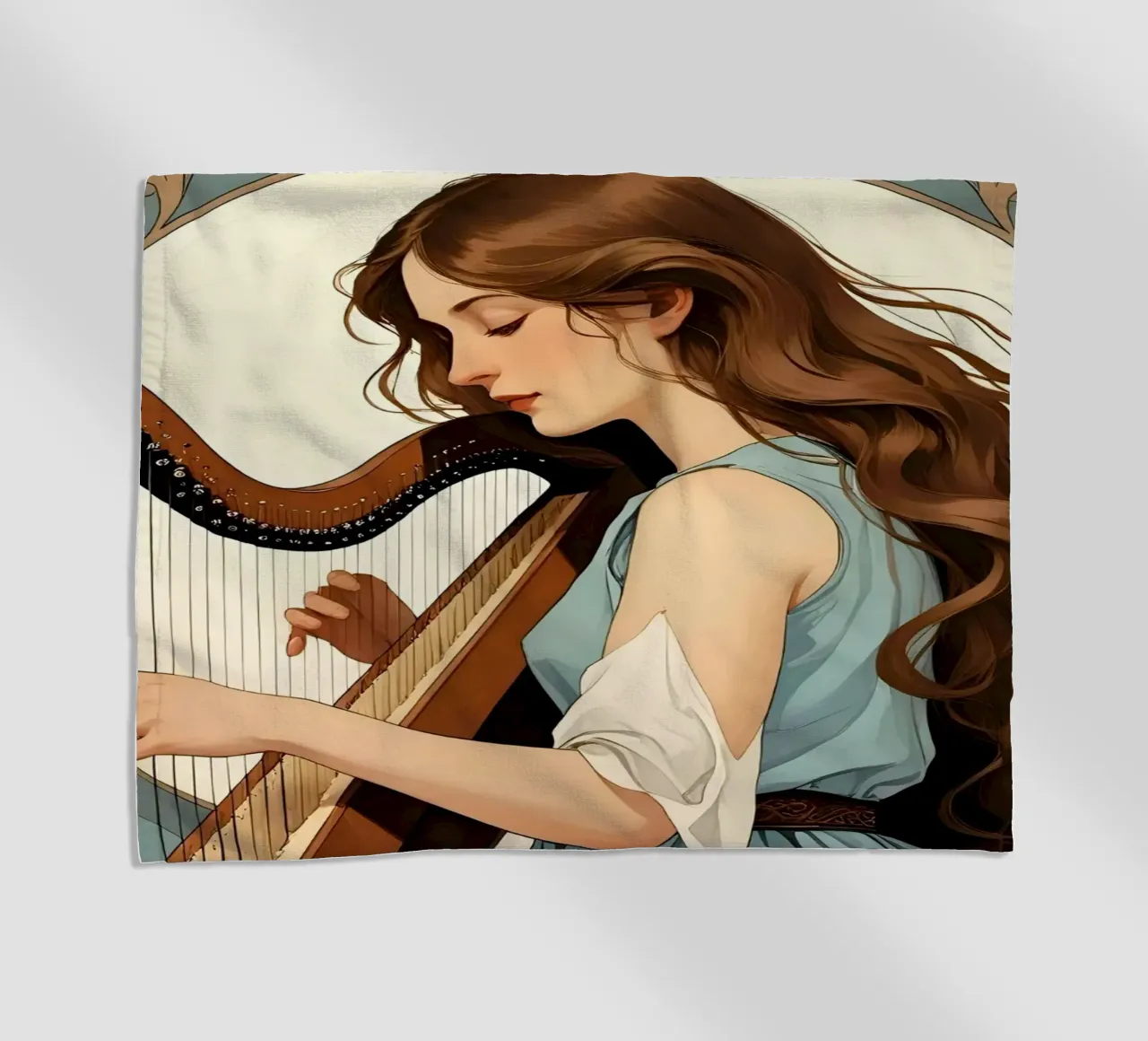 Donna e arpa telo mare da Massimo Frascogna