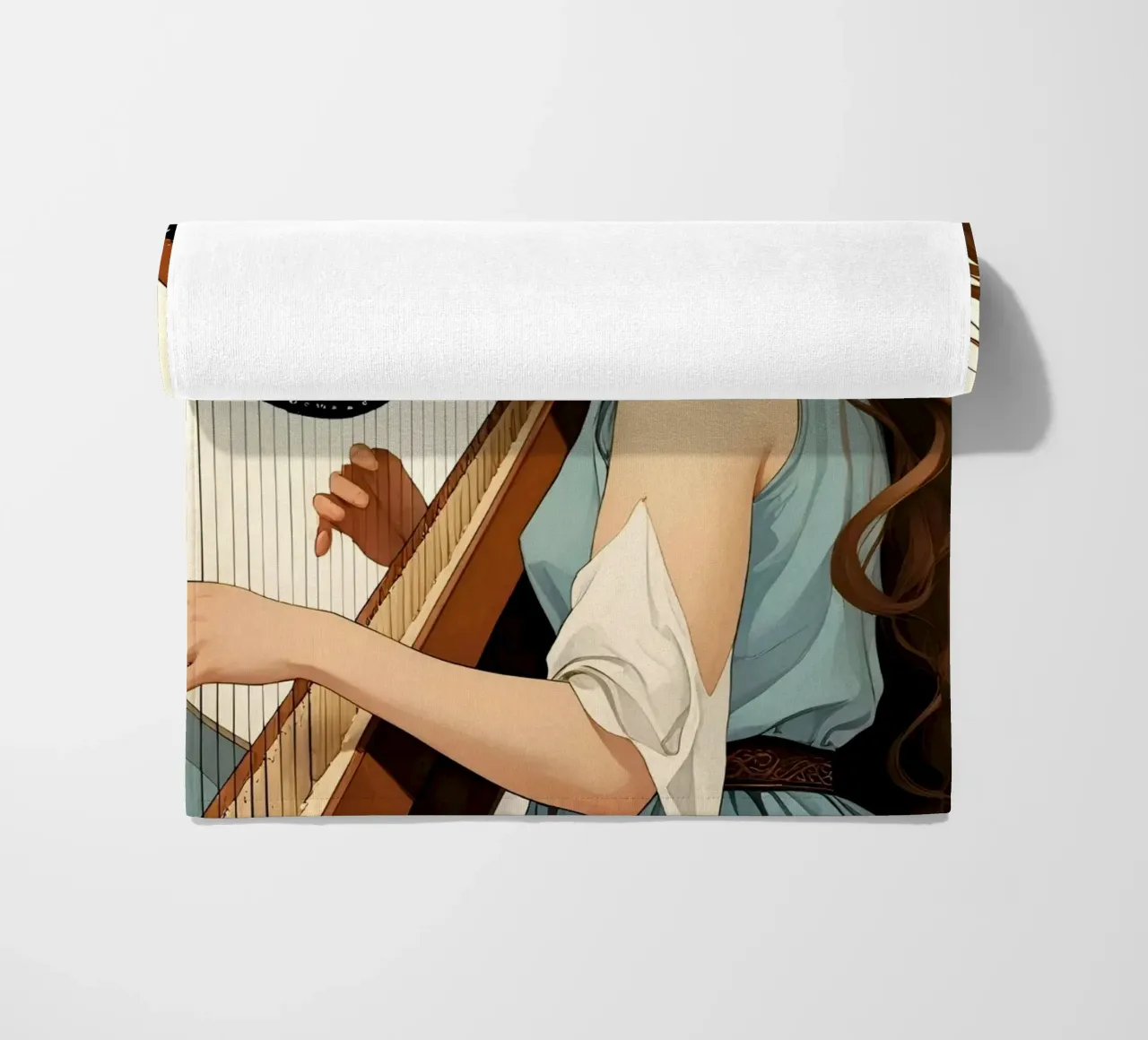 Donna e arpa telo mare da Massimo Frascogna