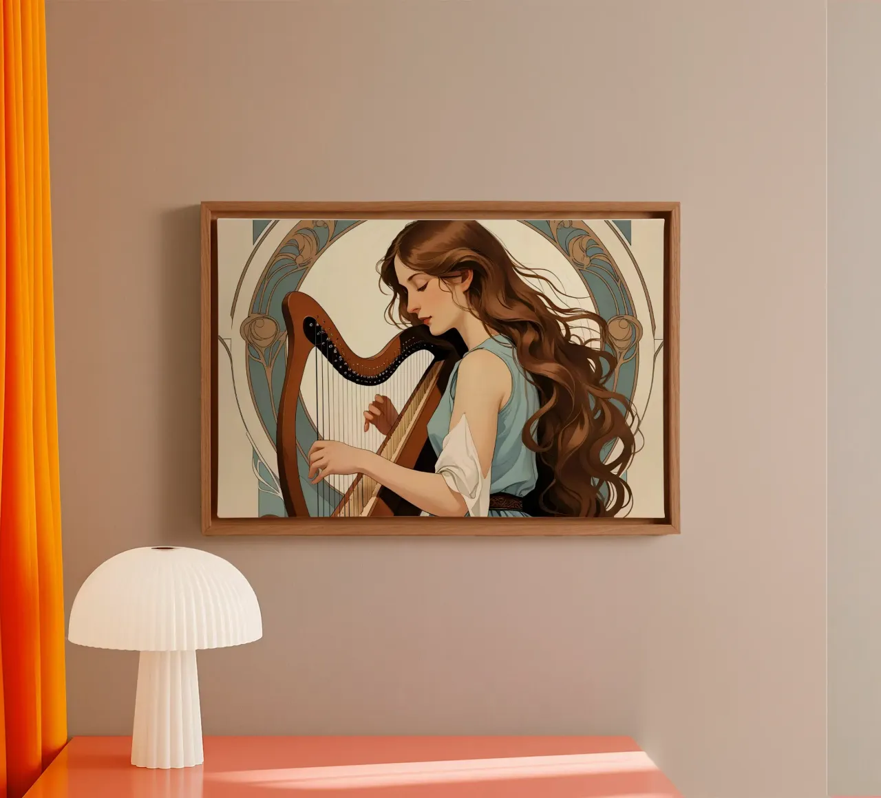 Donna e arpa tela da Massimo Frascogna