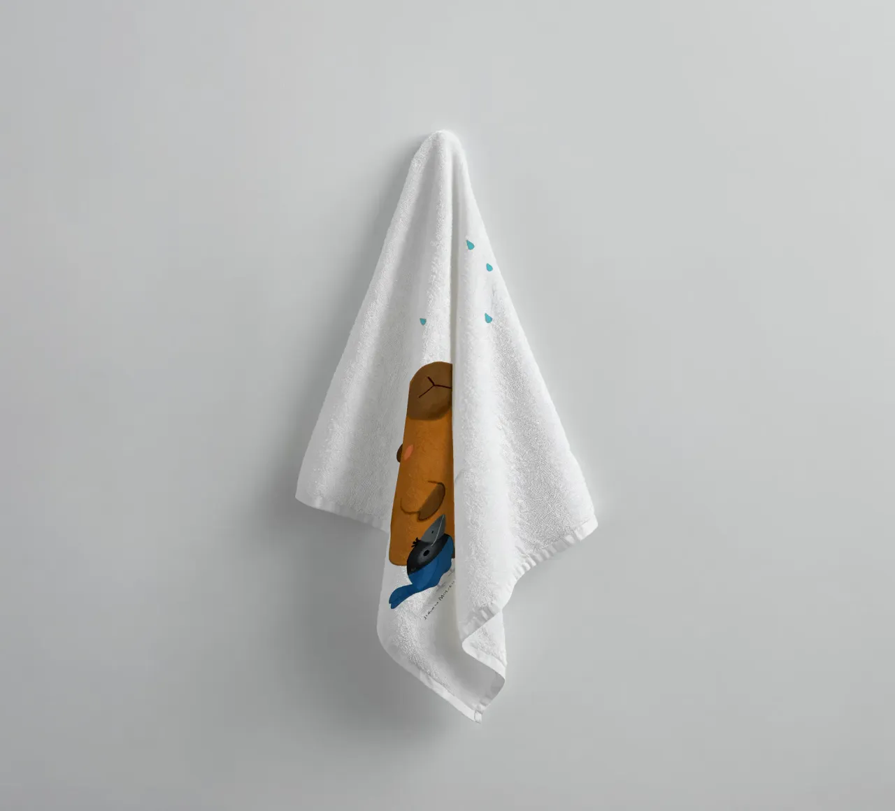 Capybara and Bird looking at the rain towel by julianamotzko