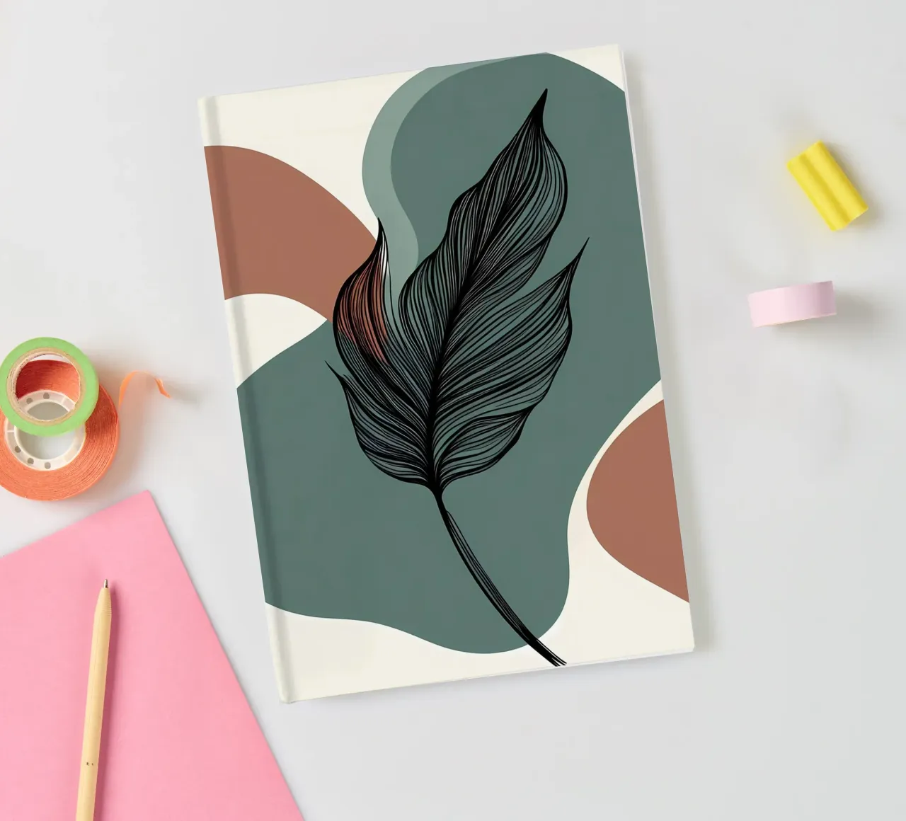 Minimalist modern of a single banana leaf notebook by Bloom And Brush