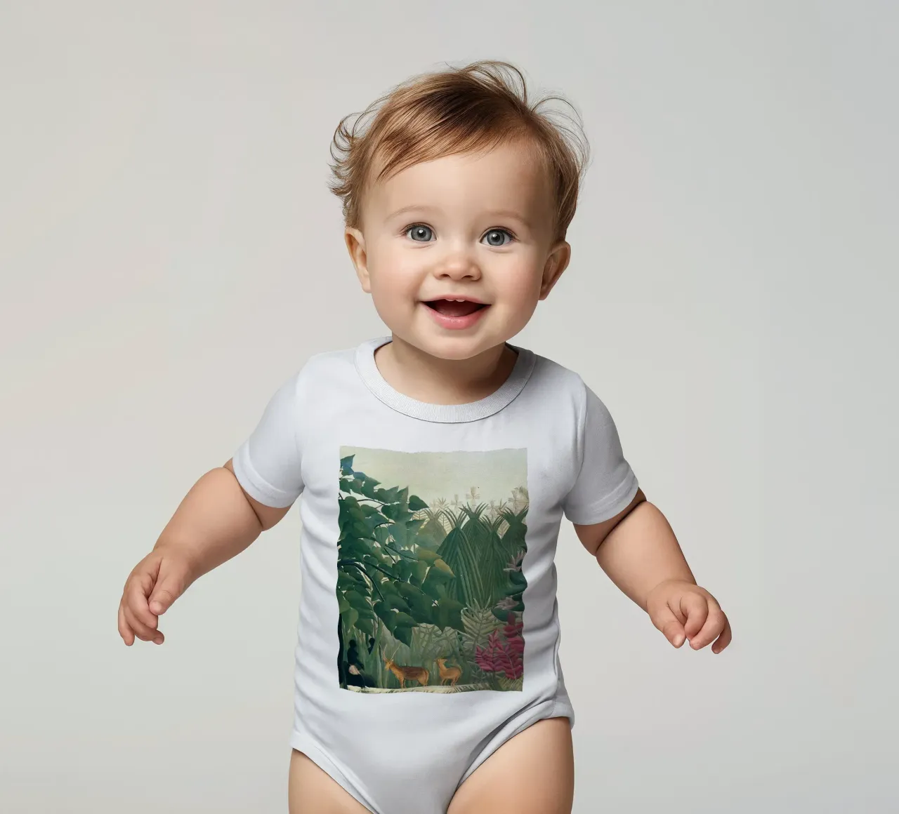 Henri rousseau - Hirsche versammeln Kurzarm Babybody von KOOL STORE