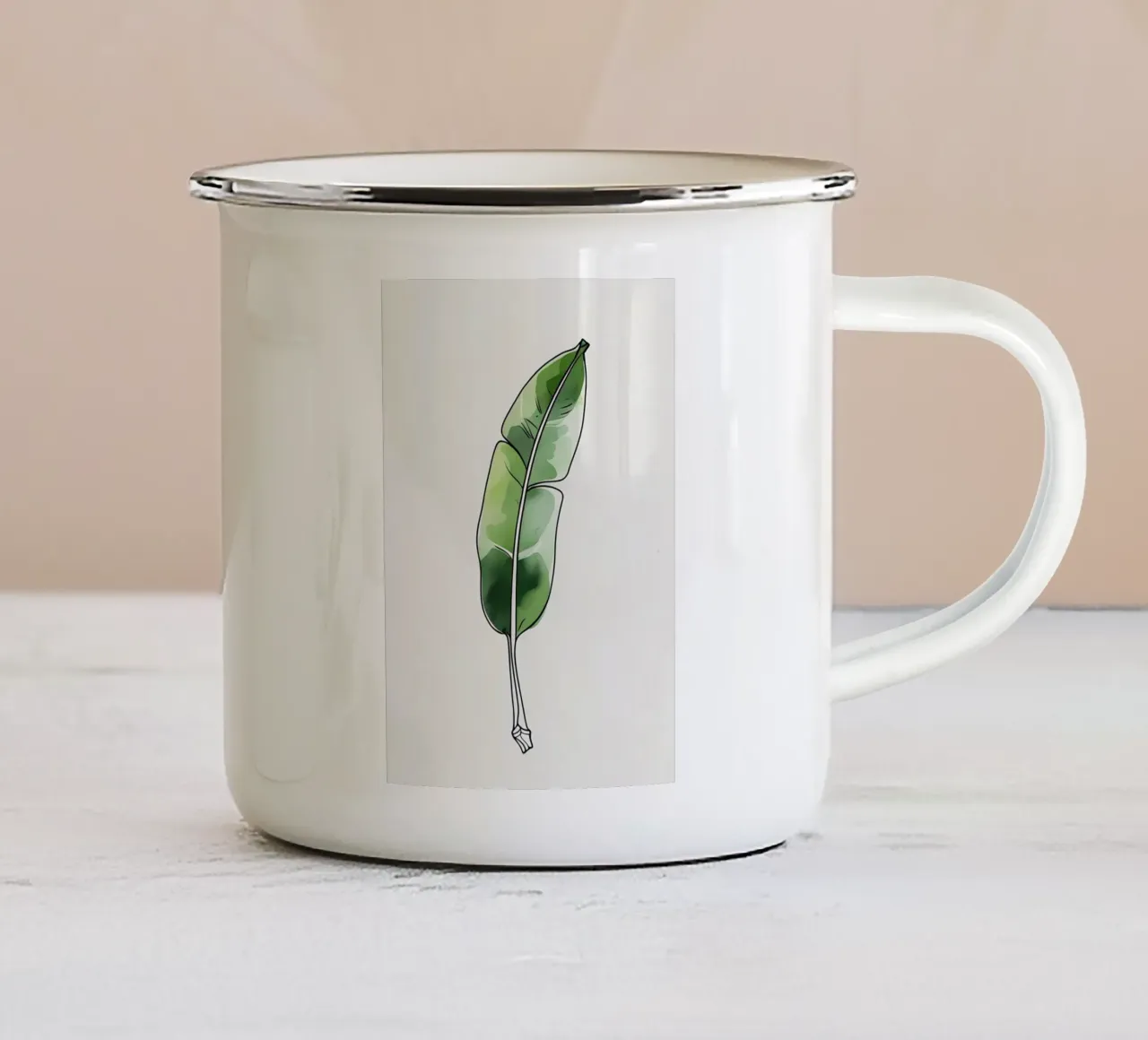 Moderna minimalista di una singola foglia di banano tazza in smalto da Bloom And Brush