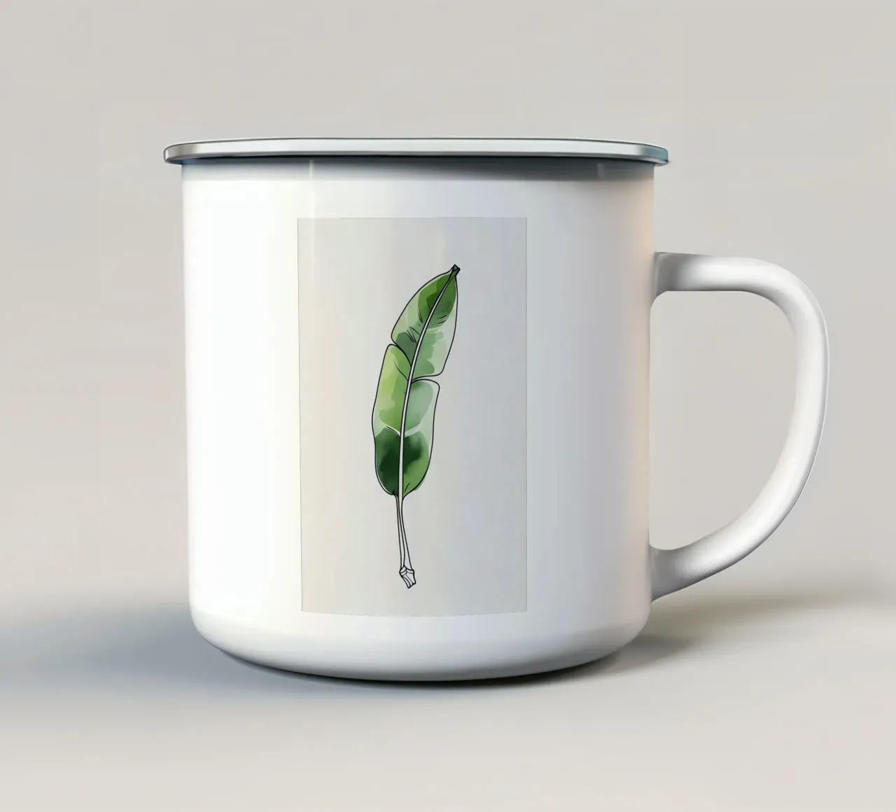 Moderna minimalista di una singola foglia di banano tazza in smalto da Bloom And Brush