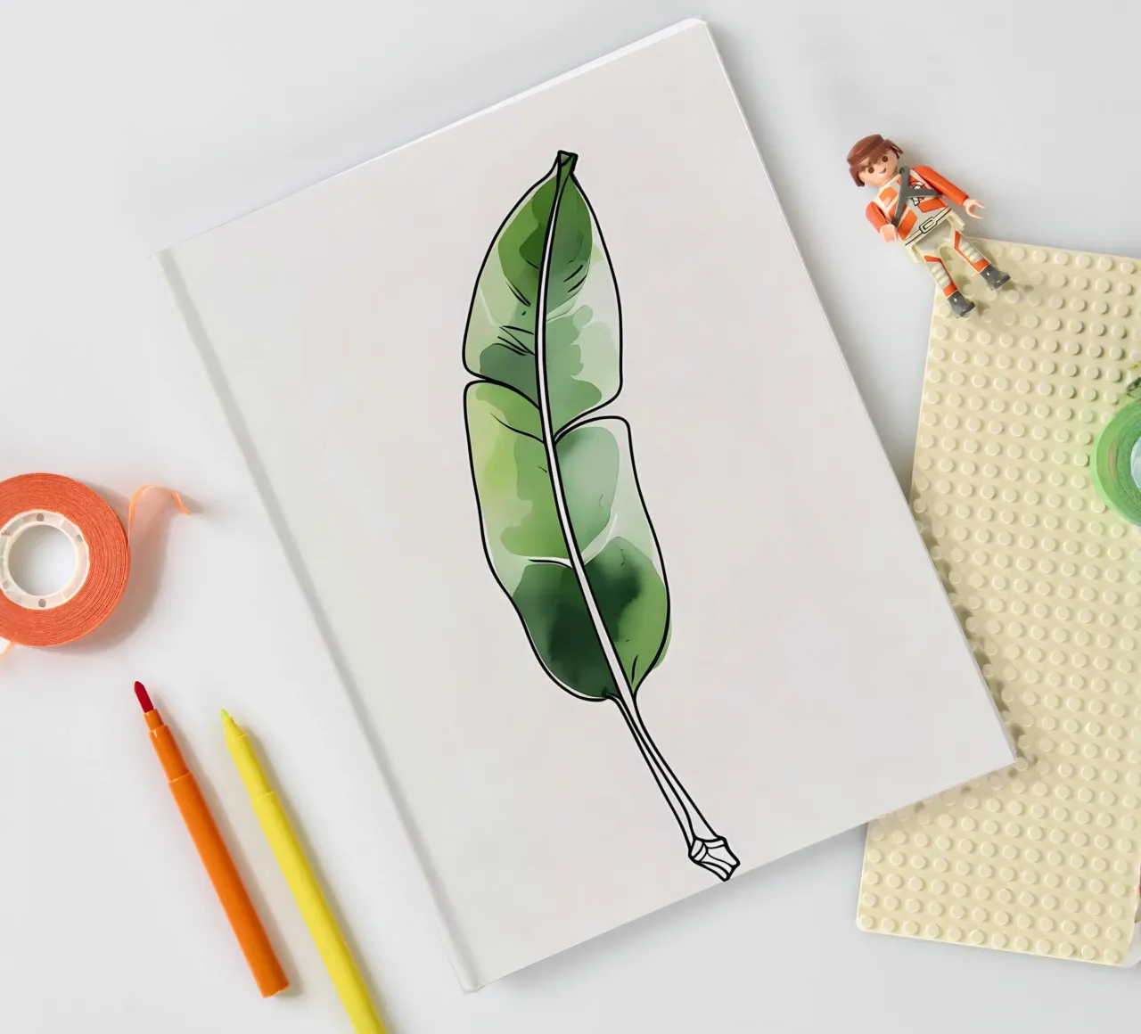 Minimalist modern of a single banana leaf notebook by Bloom And Brush
