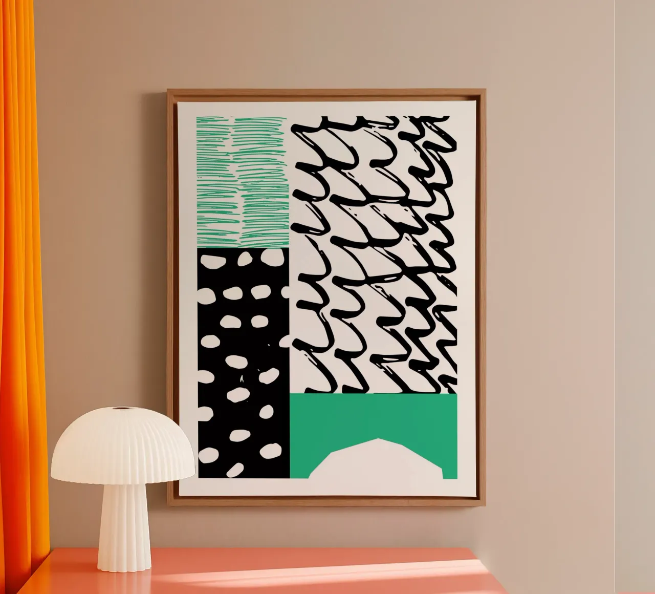 Groen en zwart abstract canvas met Baklijst van Kim Hubball Studio