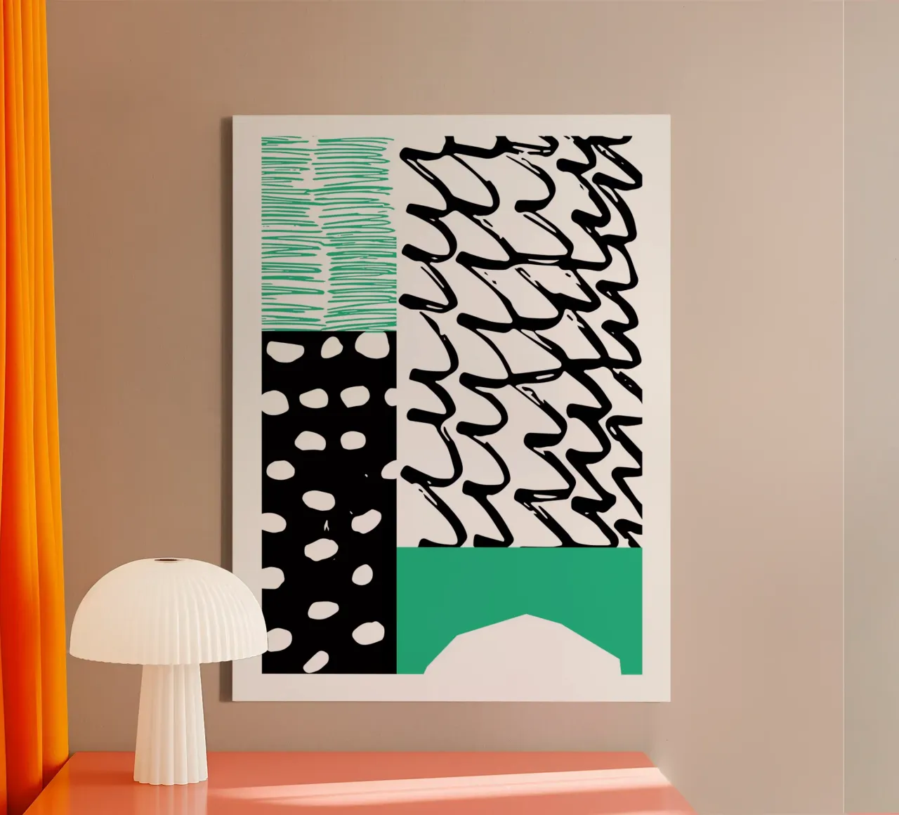 Groen en zwart abstract canvas met Baklijst van Kim Hubball Studio