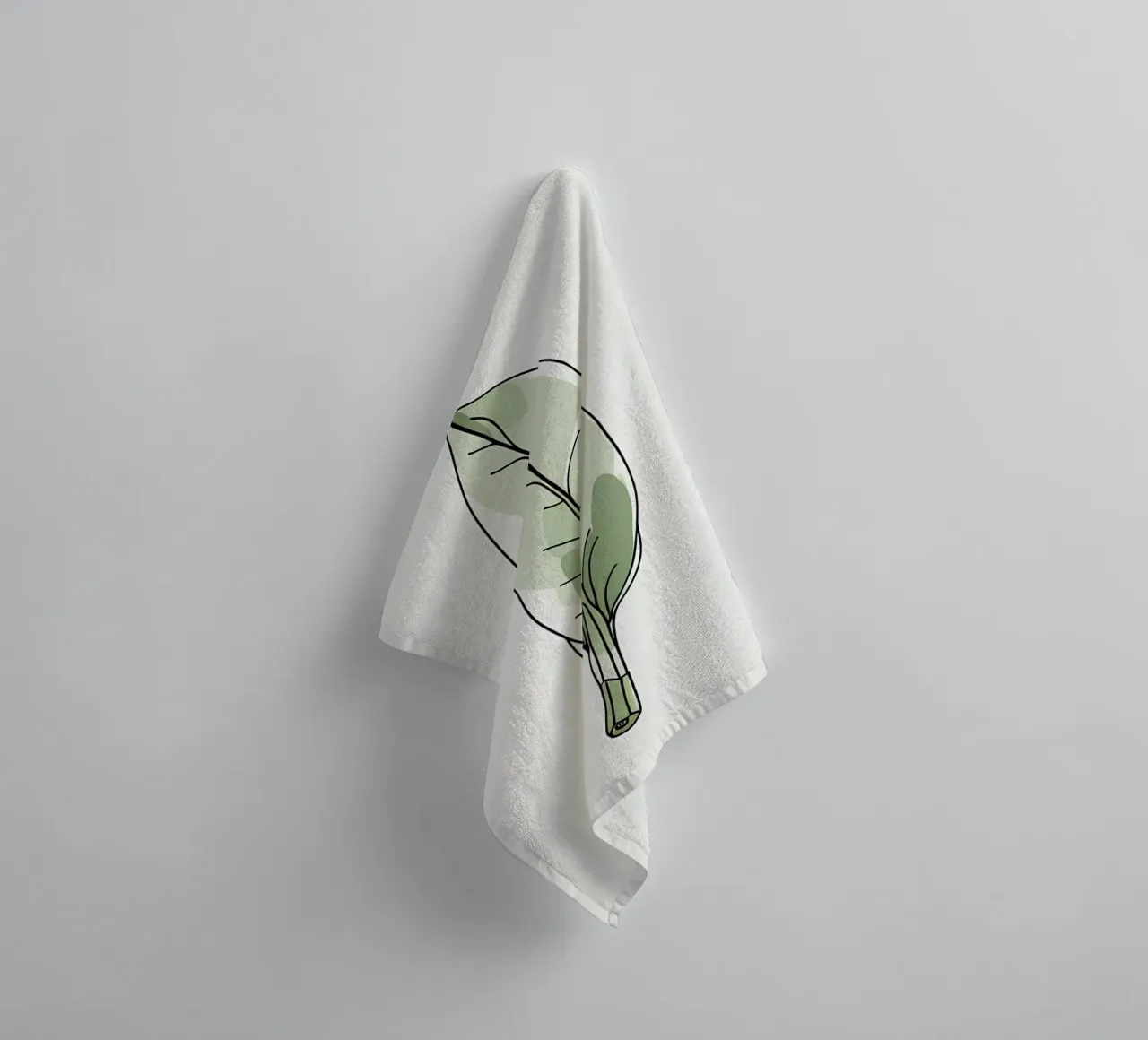 Minimalist modern of a single banana leaf towel by Bloom And Brush