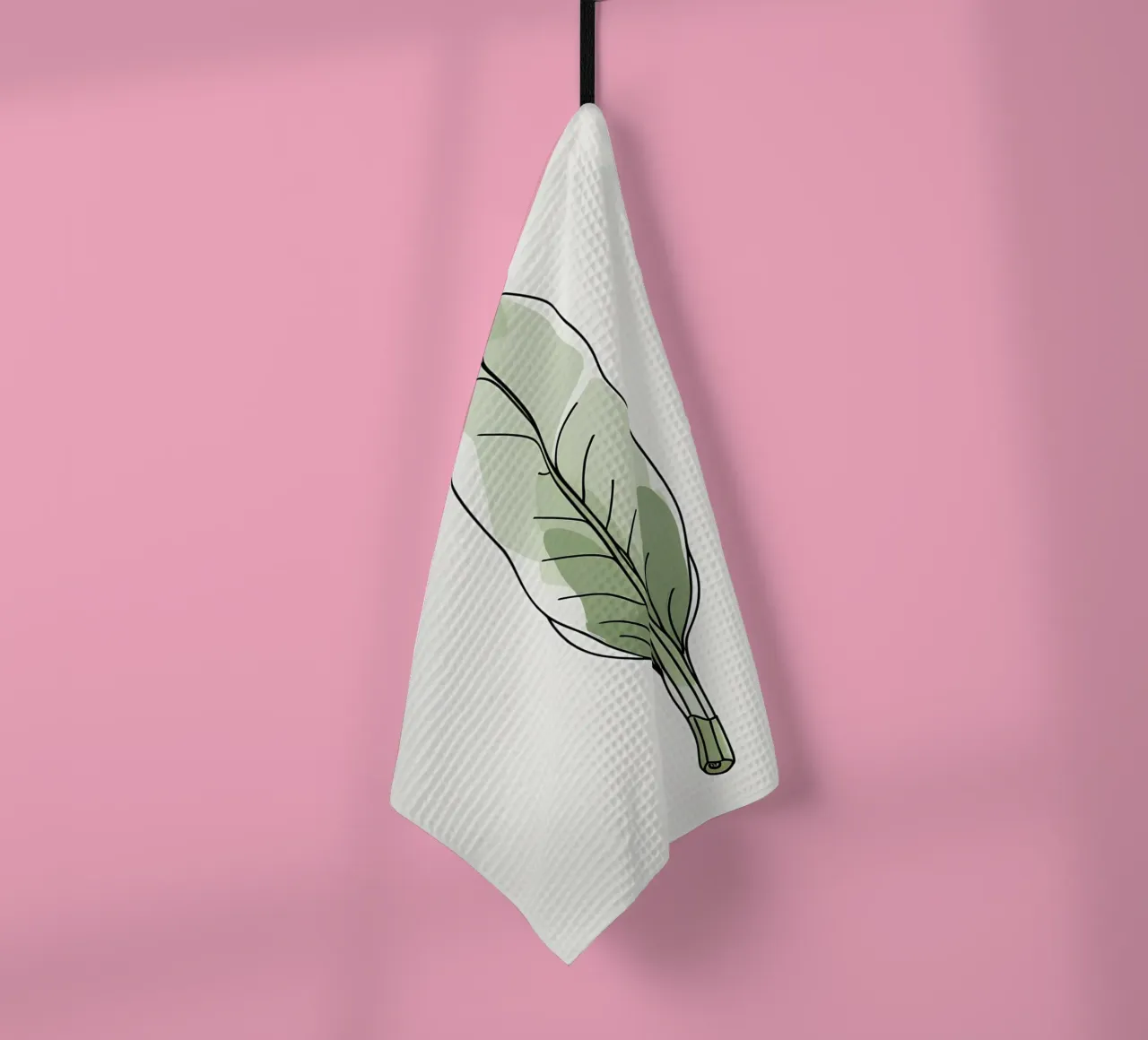 Moderno minimalista di una singola foglia di banano canovaccio da cucina da Bloom And Brush