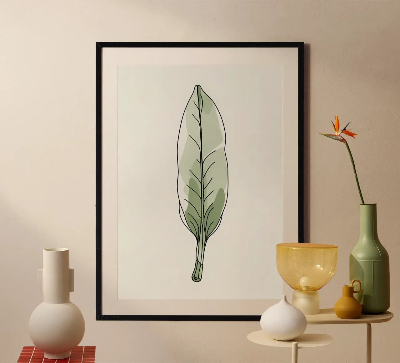 Moderno minimalista di una singola foglia di banano carta hahnemühle da Bloom And Brush