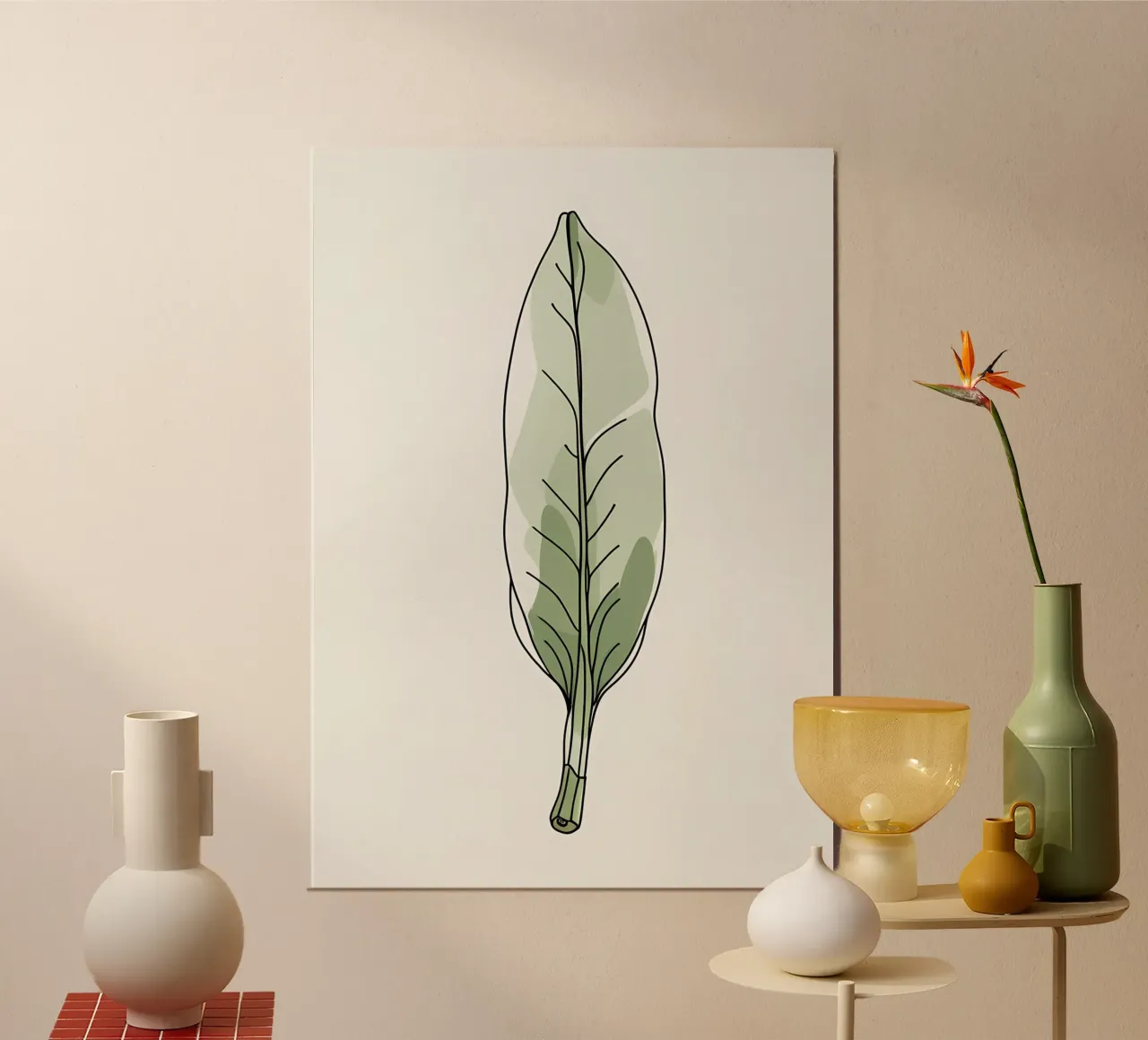 Moderno minimalista di una singola foglia di banano carta hahnemühle da Bloom And Brush