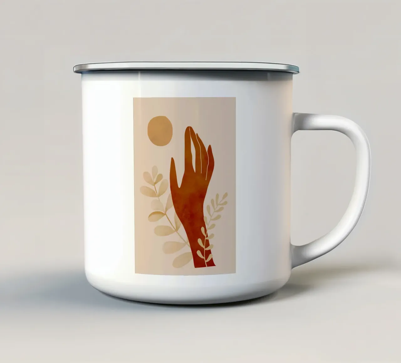 Mano e sole tazza in smalto da ThingDesign
