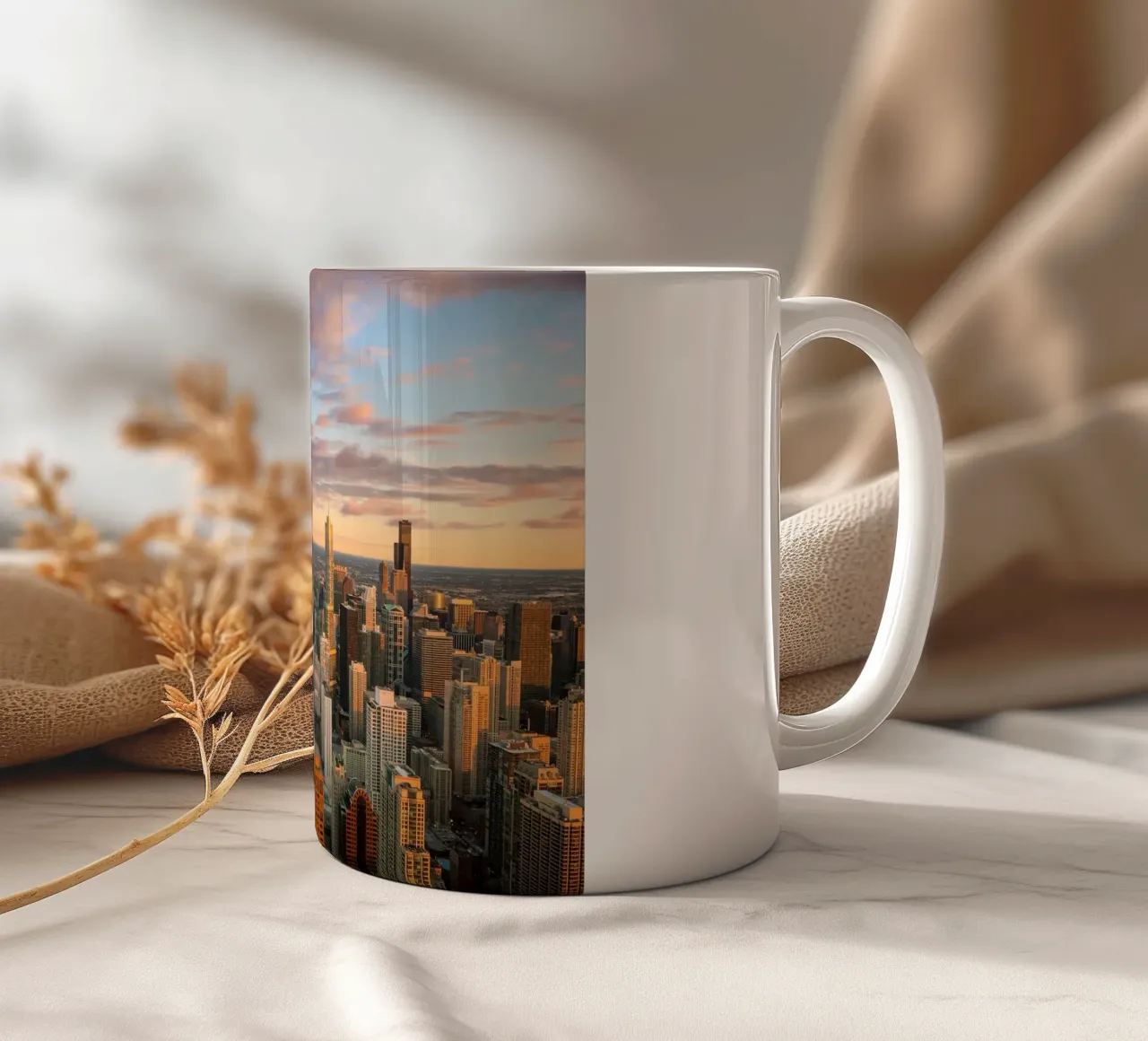 Tramonto sul Loop, Chicago, USA tazza in ceramica da Wanderlust Vibes