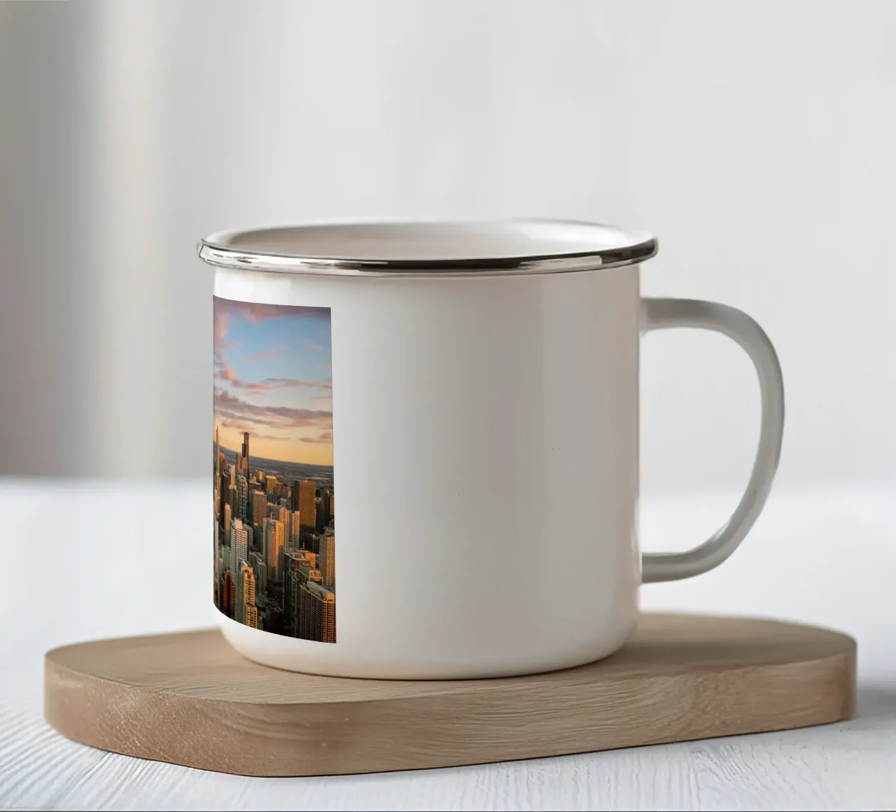 Tramonto sul Loop, Chicago, USA tazza in smalto da Wanderlust Vibes